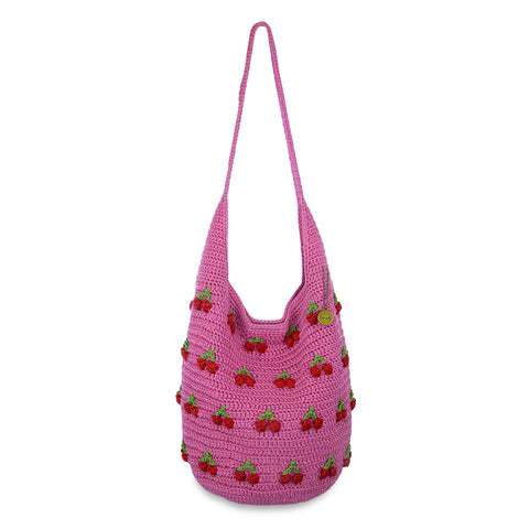 The Sak 120 Hobo - Hand Crochet - Pink Cherries