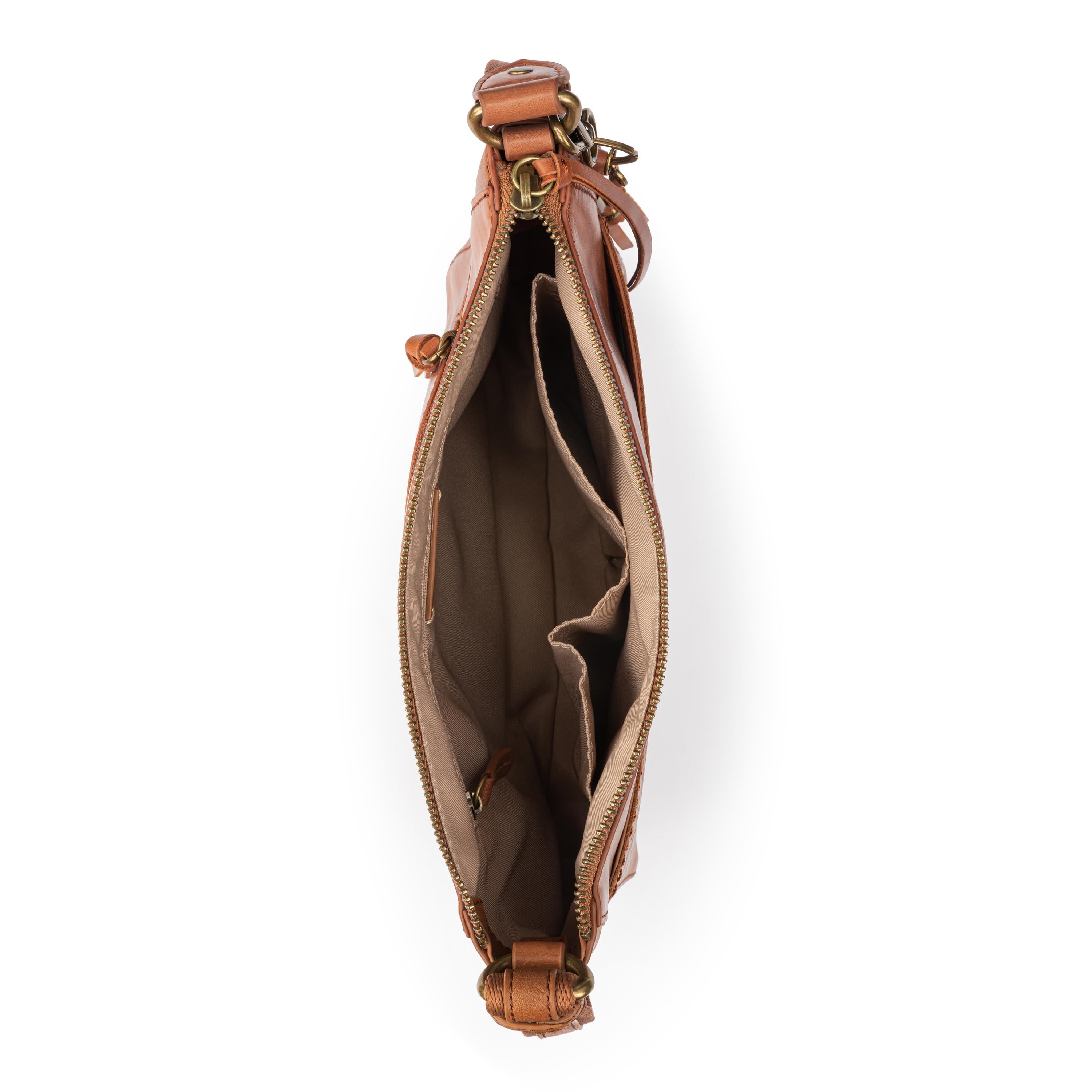 The Sak Alameda Crossbody - Leather - Tobacco Floral Embossed