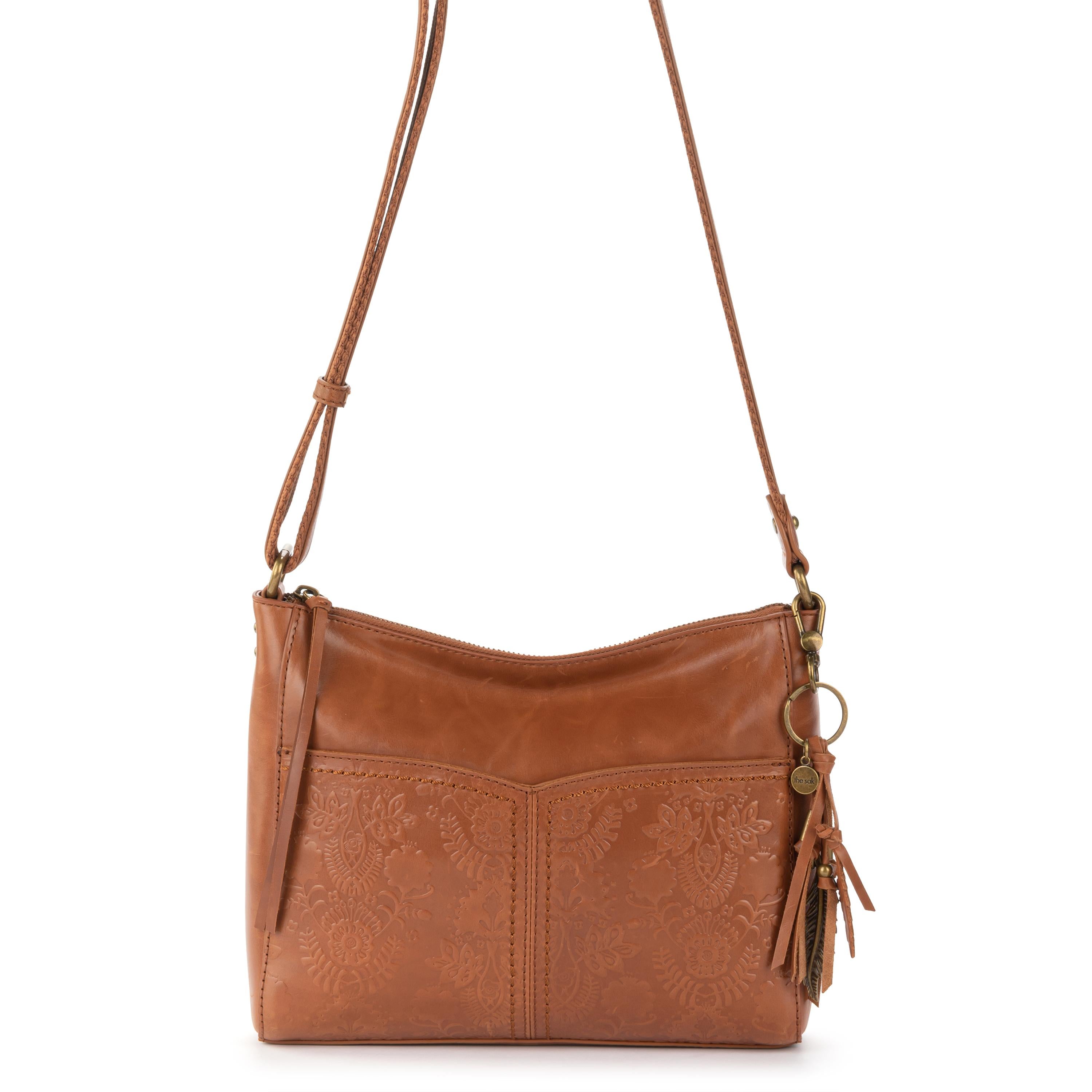 The Sak Alameda Crossbody - Leather - Tobacco Floral Embossed
