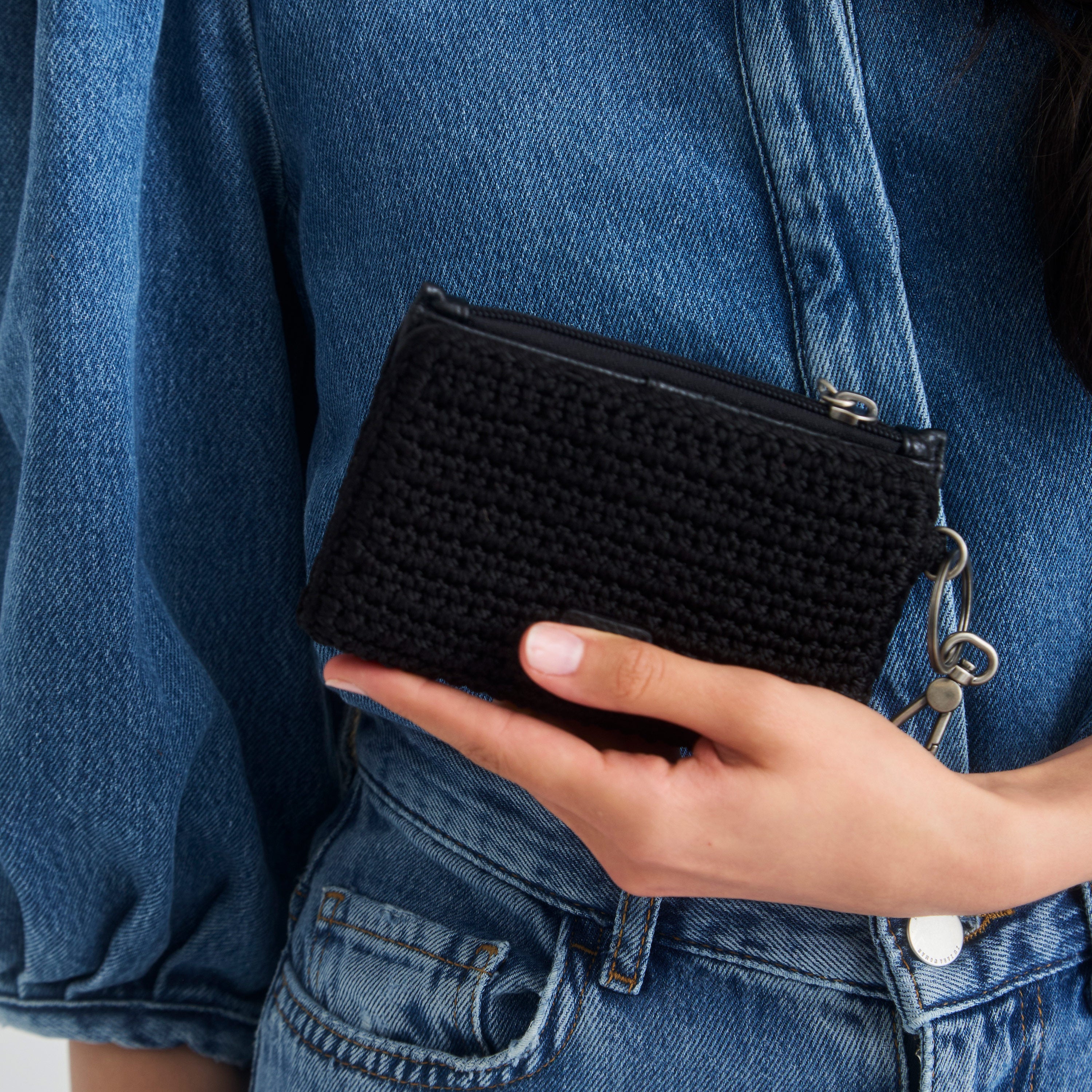 The Sak Encino Essential Wallet - Hand Crochet - Black