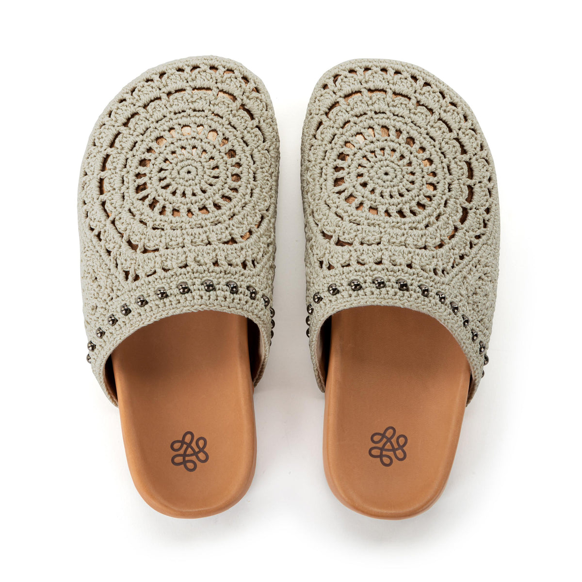 Bolinas Clog in Natural Grey Medallion Crochet