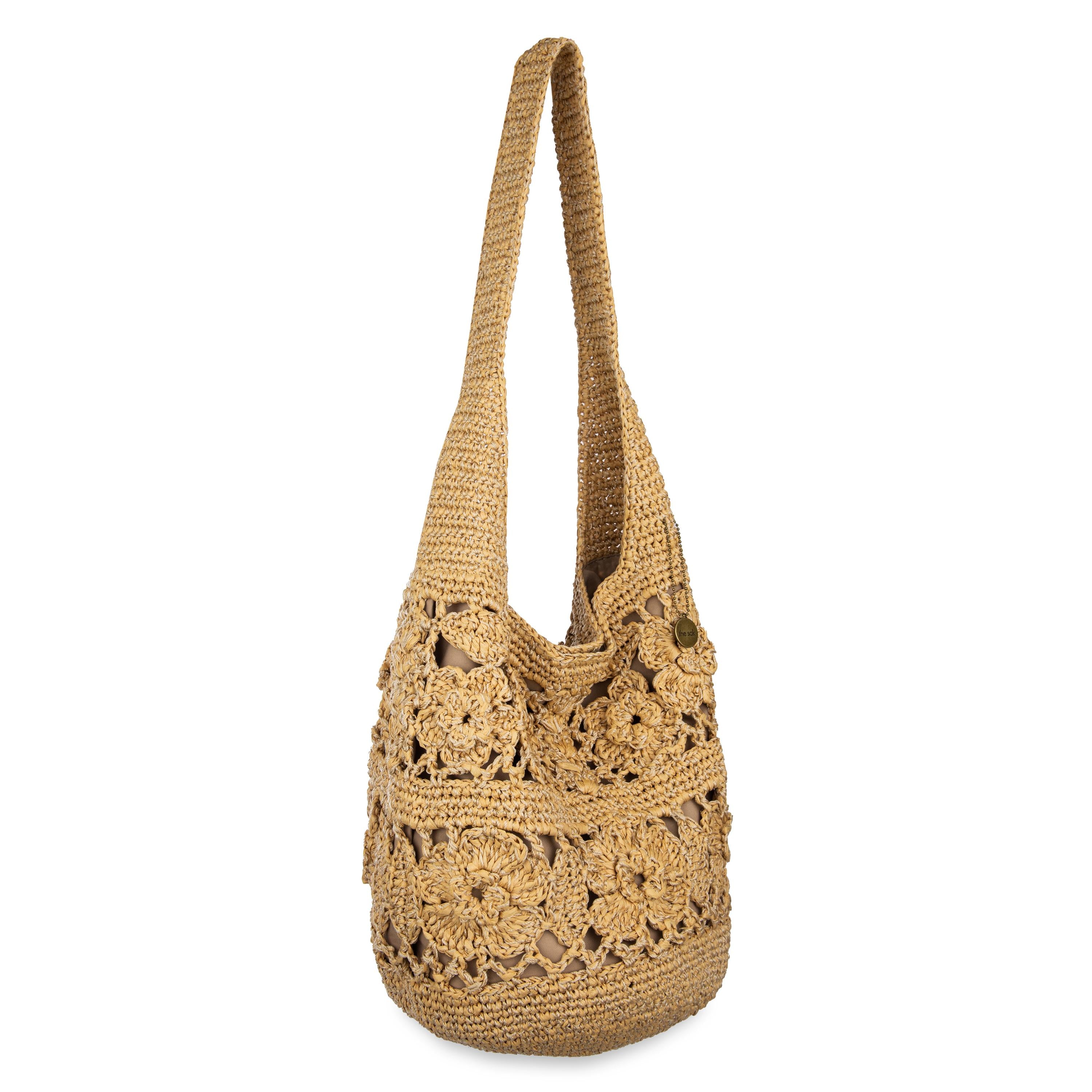 The Sak 120 Hobo - Hand Crochet - Natural Tonal Flower