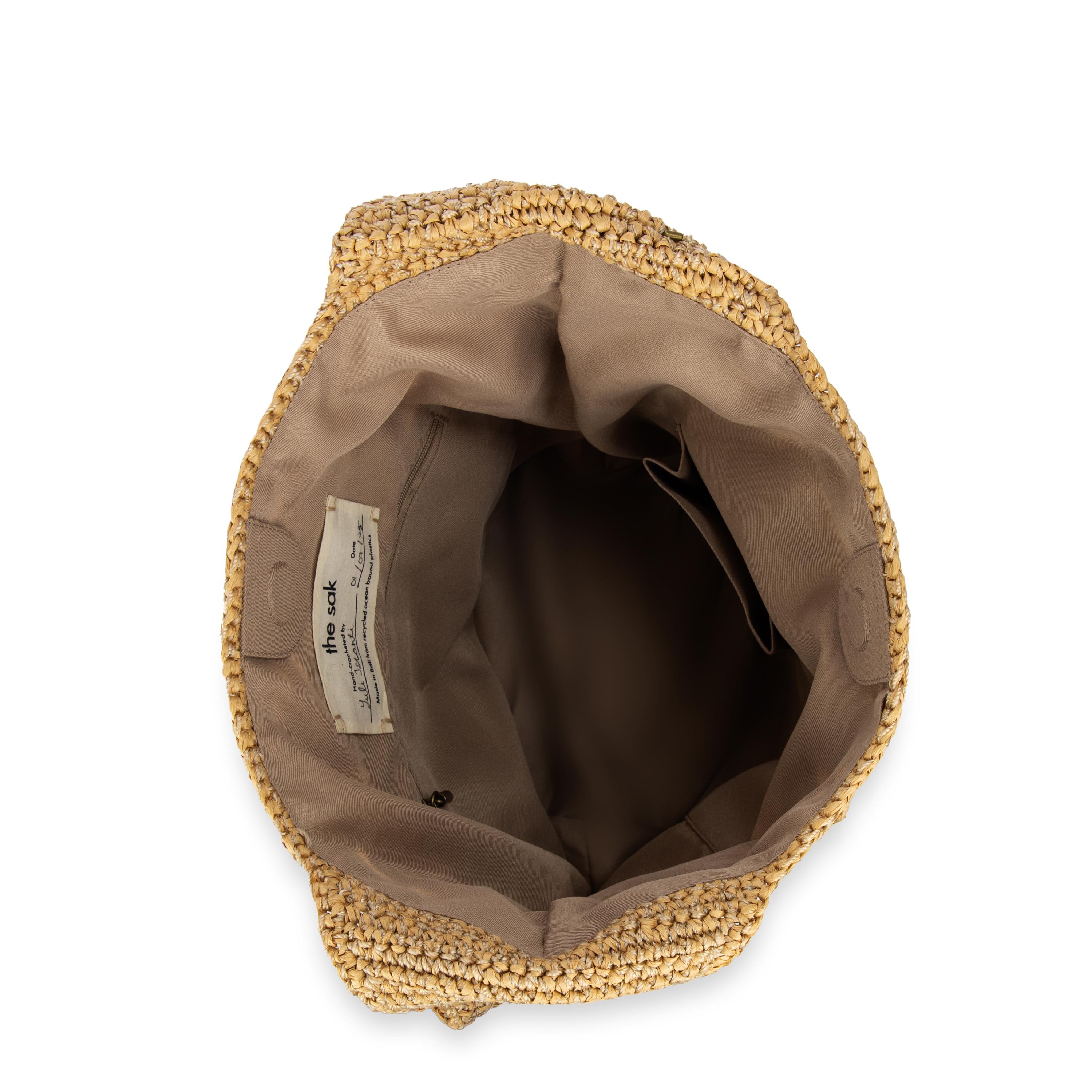 The Sak 120 Hobo - Hand Crochet - Natural Tonal Flower