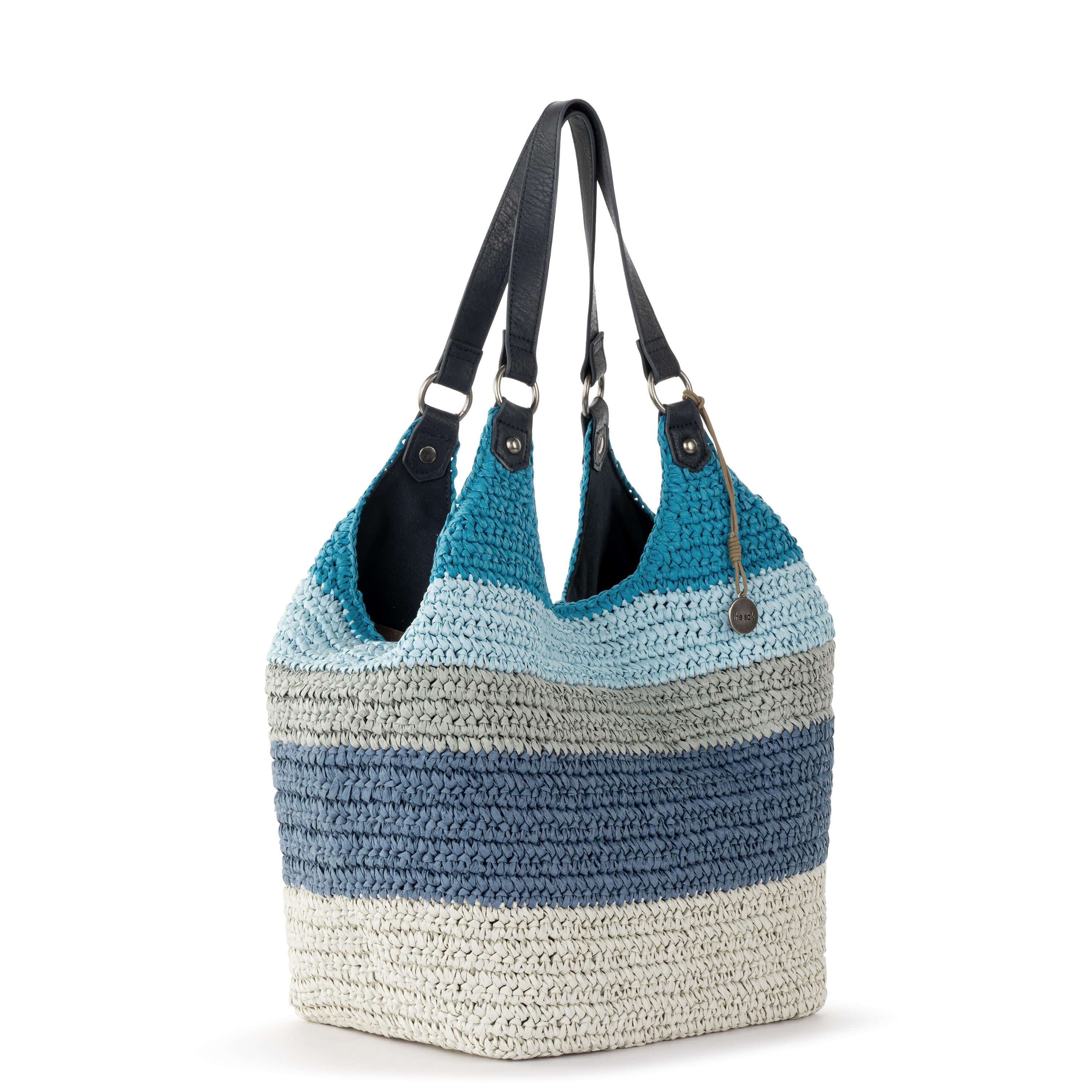 The Sak Roma Shopper - Straw - Ocean Stripe