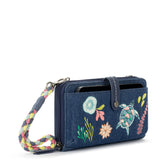 The Sak Iris Large Smartphone Crossbody - |Denim - Reef Seascape Embroidery|