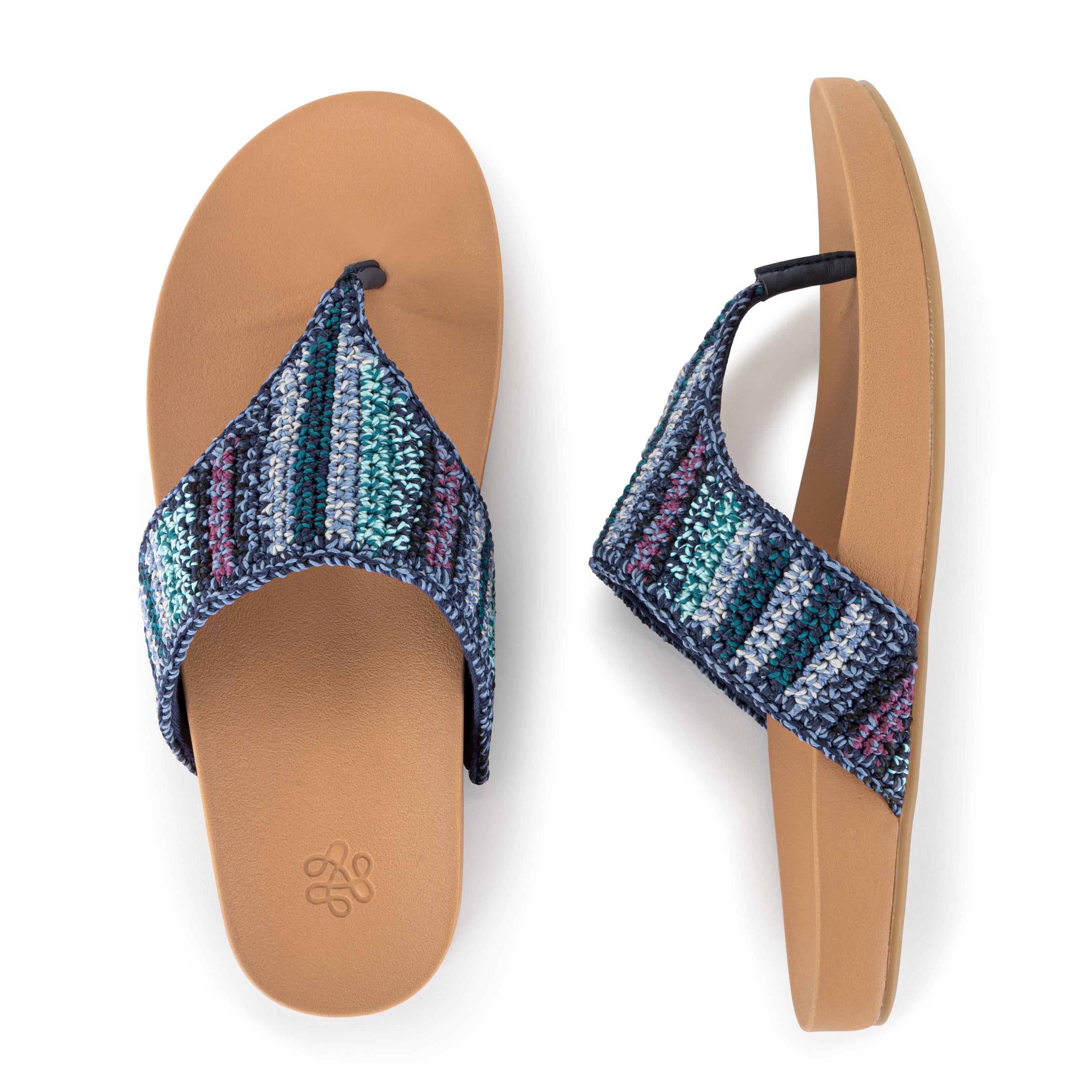 The Sak Everly Sandal - Hand Crochet - Lapis Stripe
