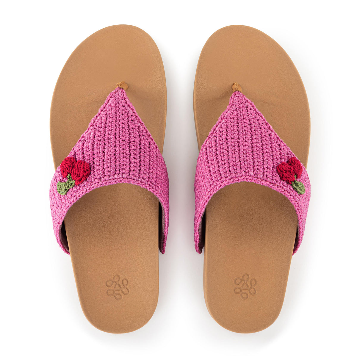 Everly Sandal in Pink Cherries Crochet