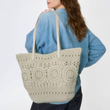 The Sak Faye Large Tote - Hand Crochet - Natural Medallion