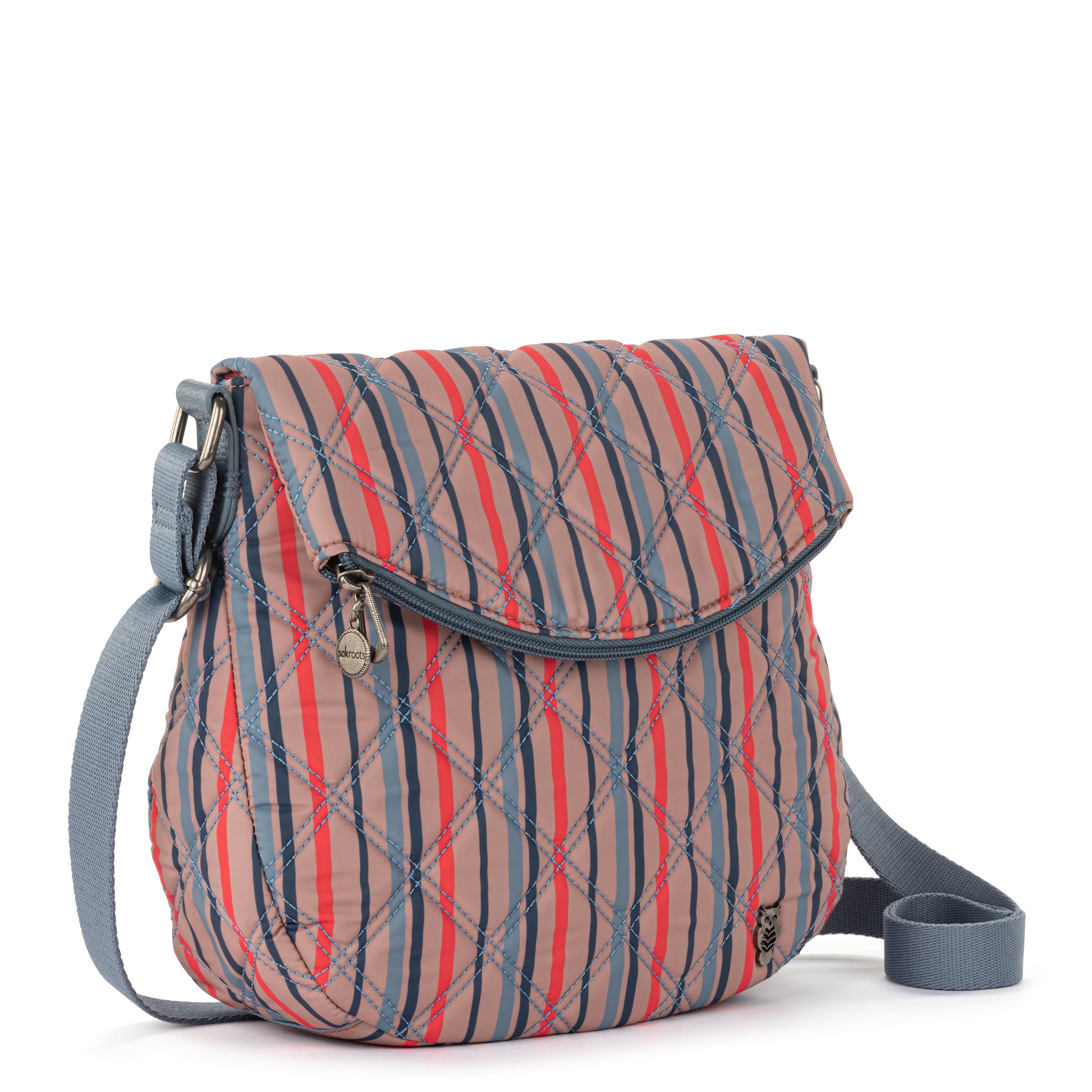 Sakroots Foldover Crossbody - EcoTwill - Vintage Multi Stripe Diamond Quilted