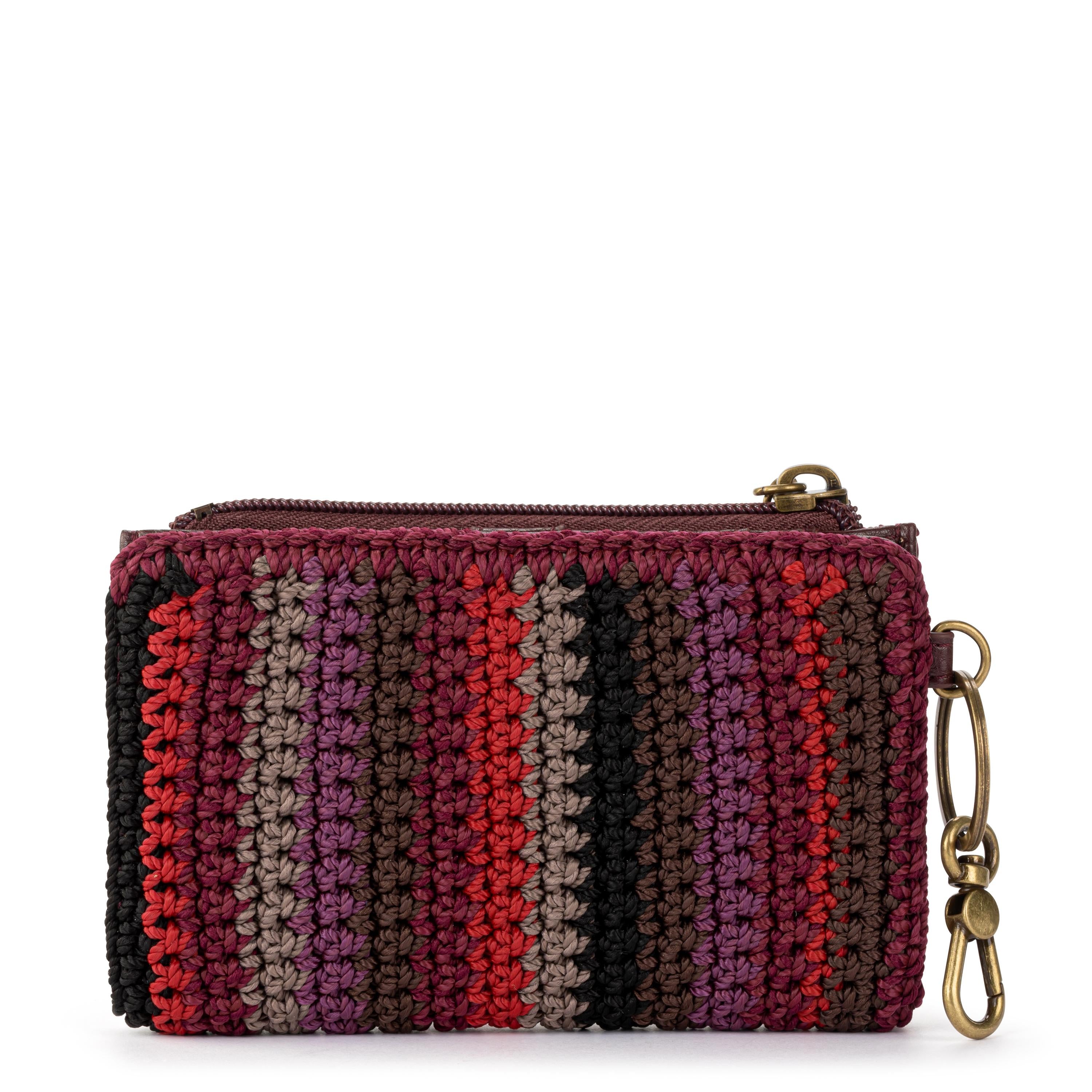 The Sak Encino Essential Wallet - Hand Crochet - Black Cherry Stripe