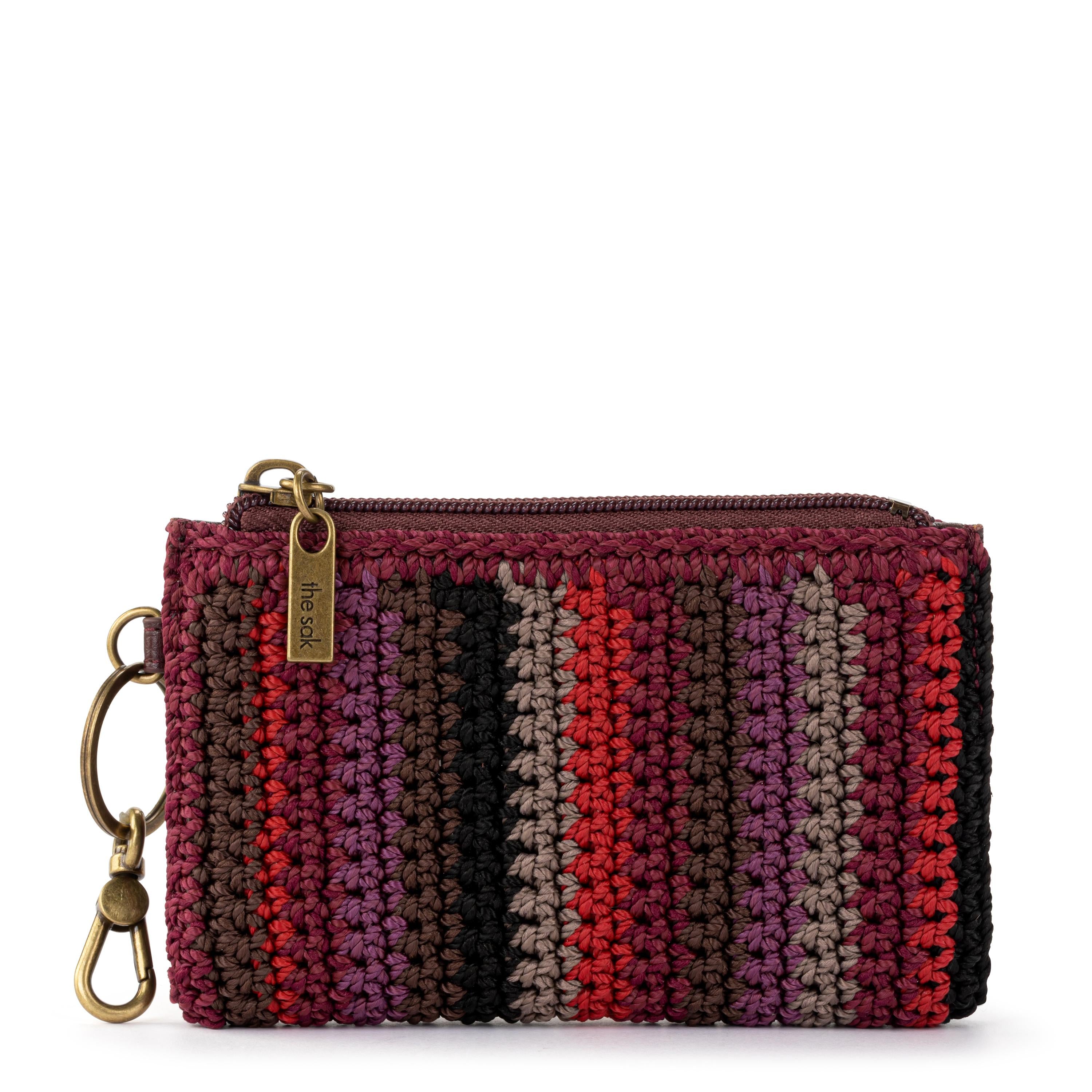 The Sak Encino Essential Wallet - Hand Crochet - Black Cherry Stripe