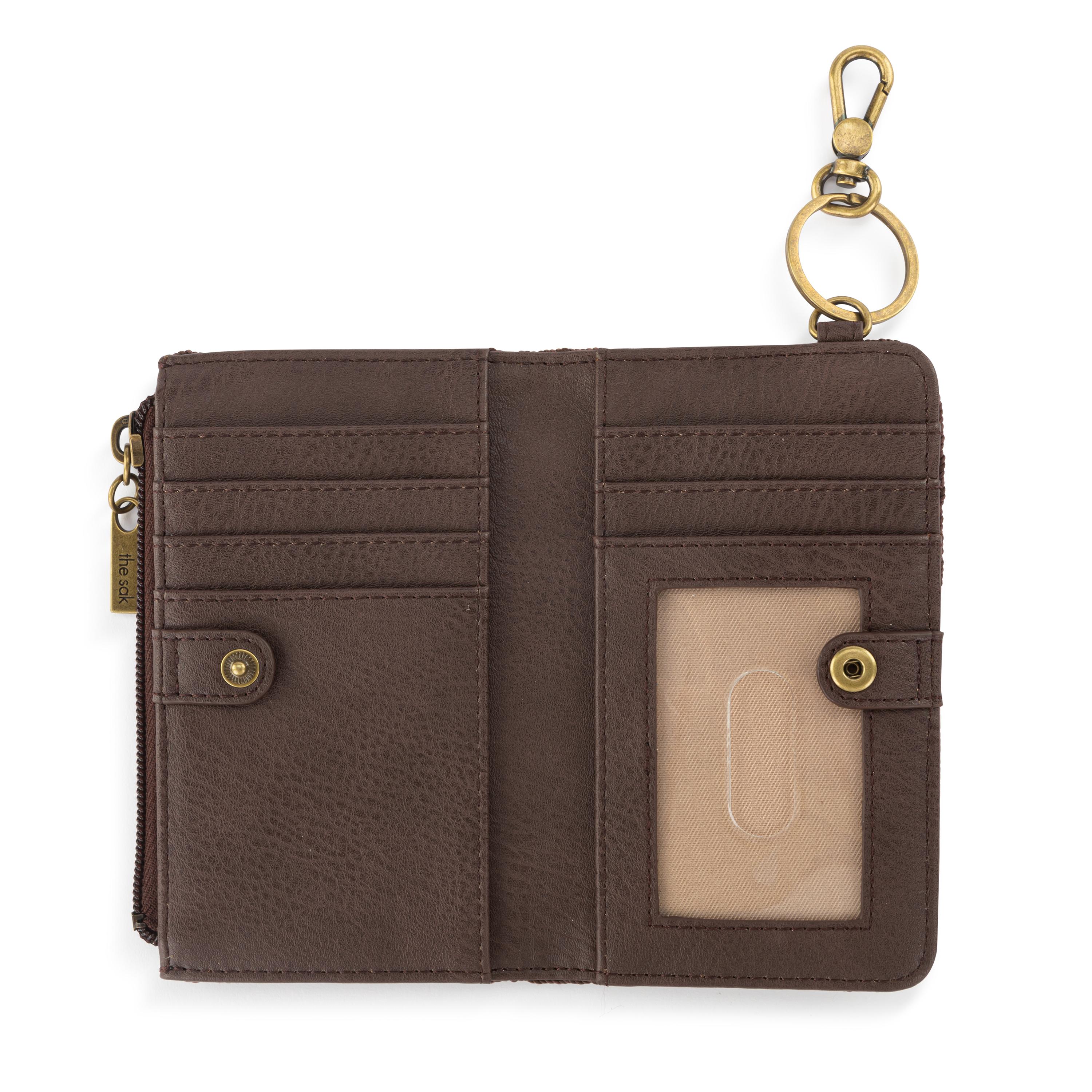 The Sak Encino Essential Wallet - Hand Crochet - Brown Check