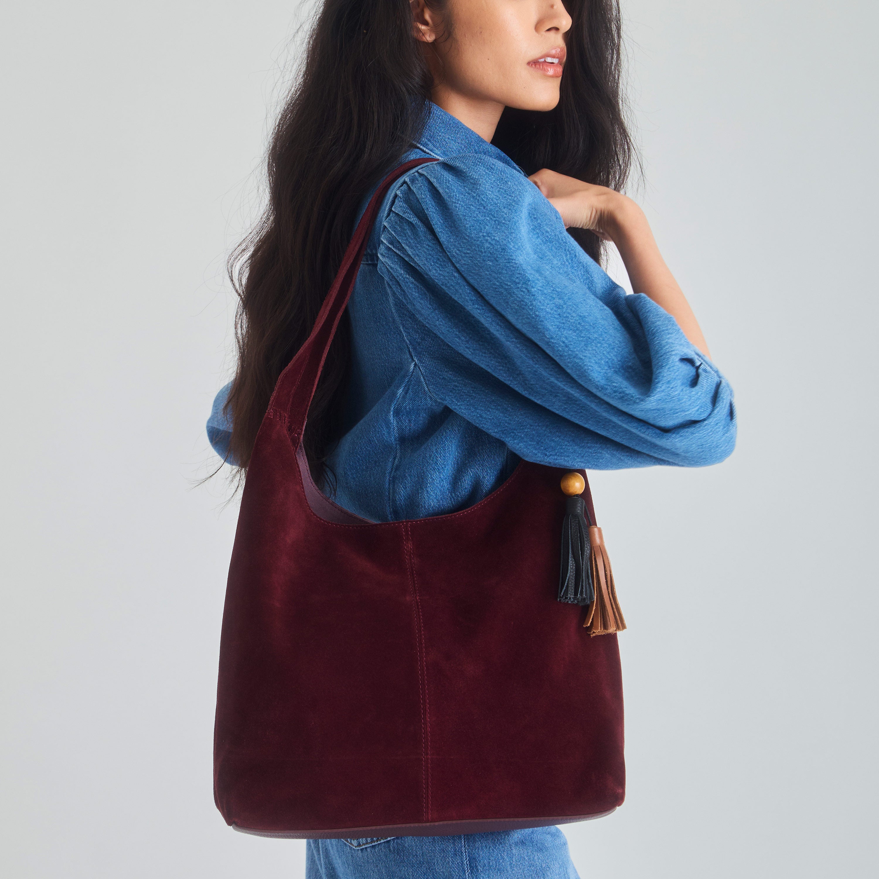 The Sak Huntley Hobo - Leather - Black Cherry Suede
