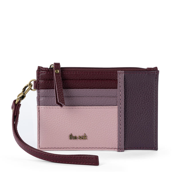 The Sak Women's Iris Leather Card Wallet - Clasp & Key Ring, Rosewood Color