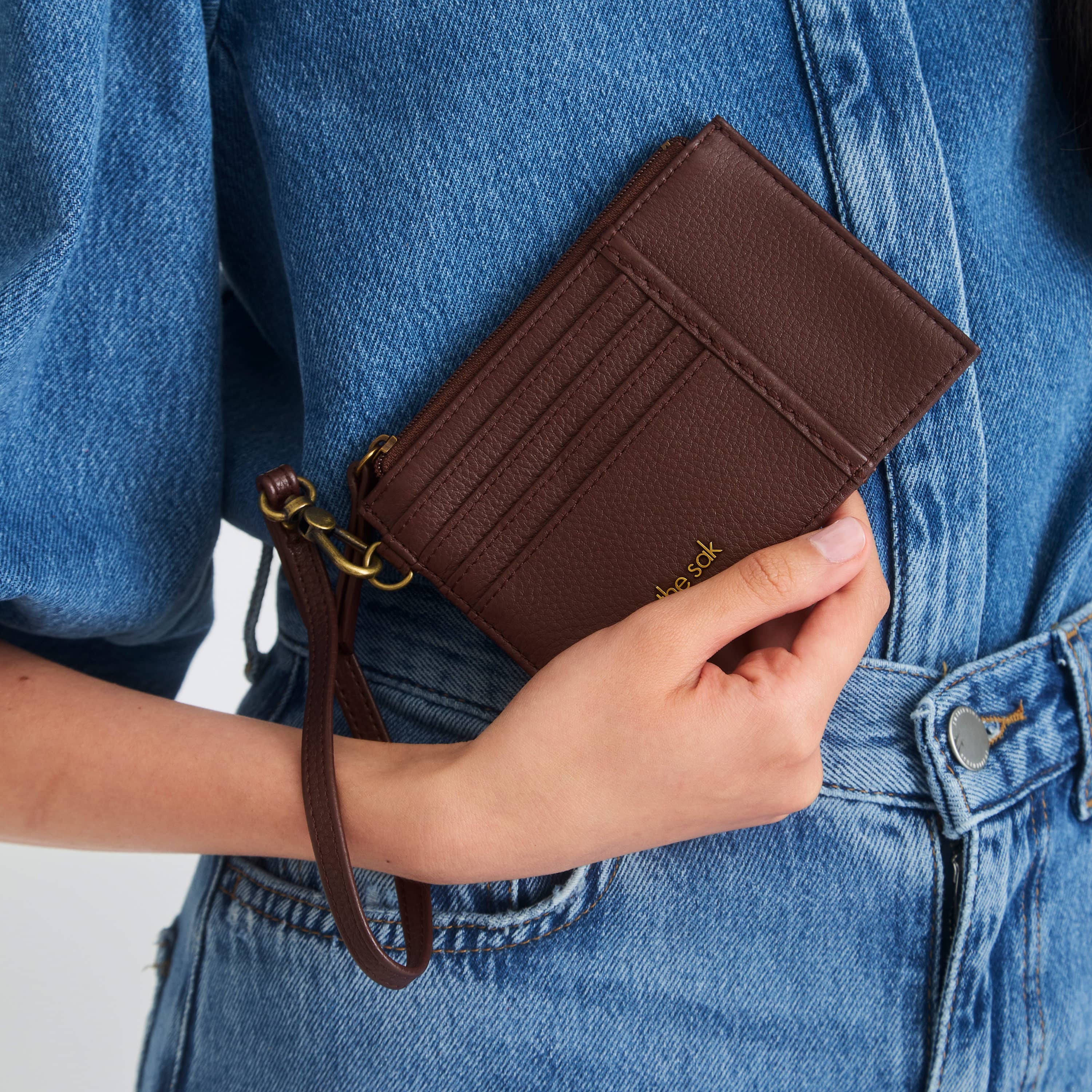 The Sak Iris Card Wristlet - Leather - Mahogany