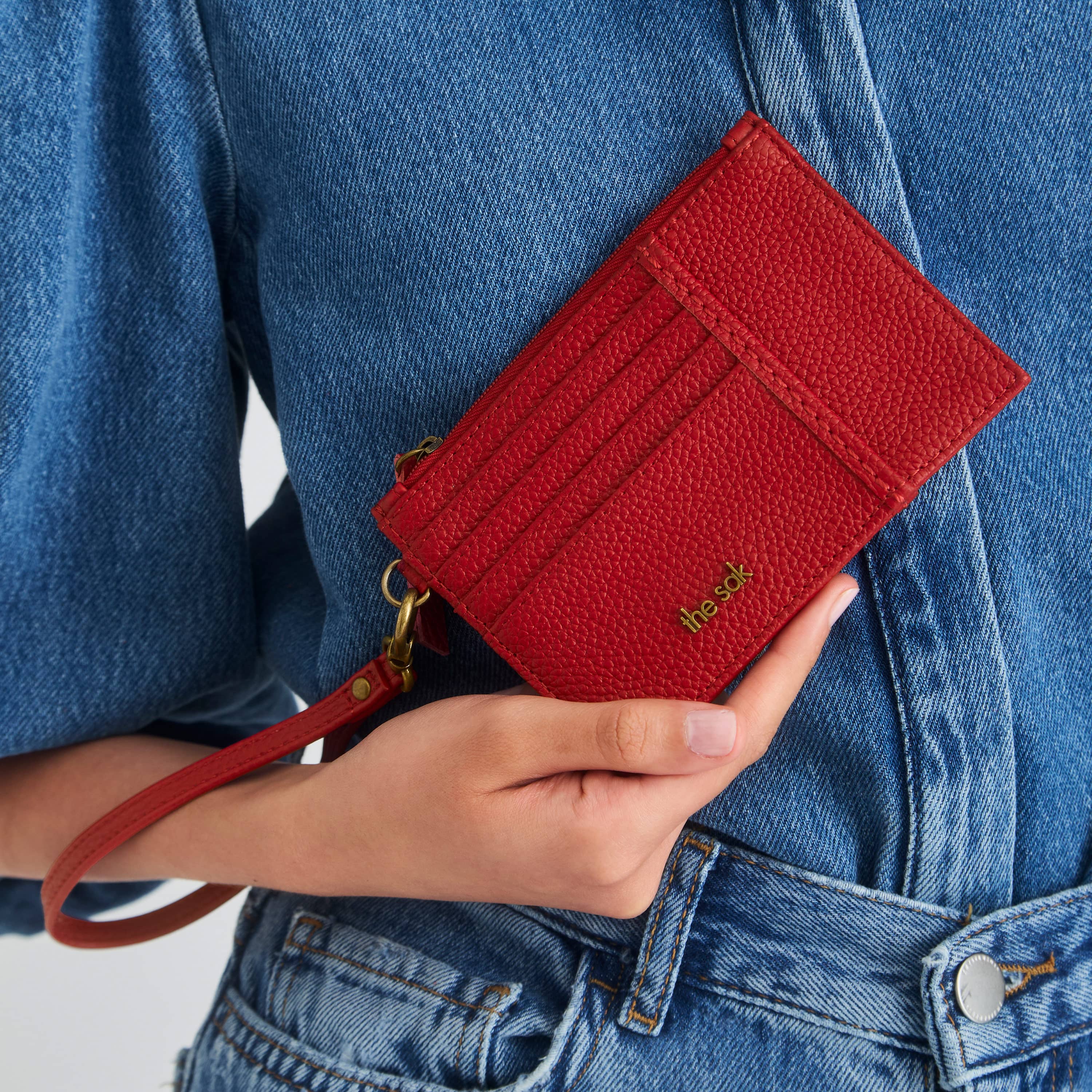 The Sak Iris Card Wristlet - Leather - Scarlet