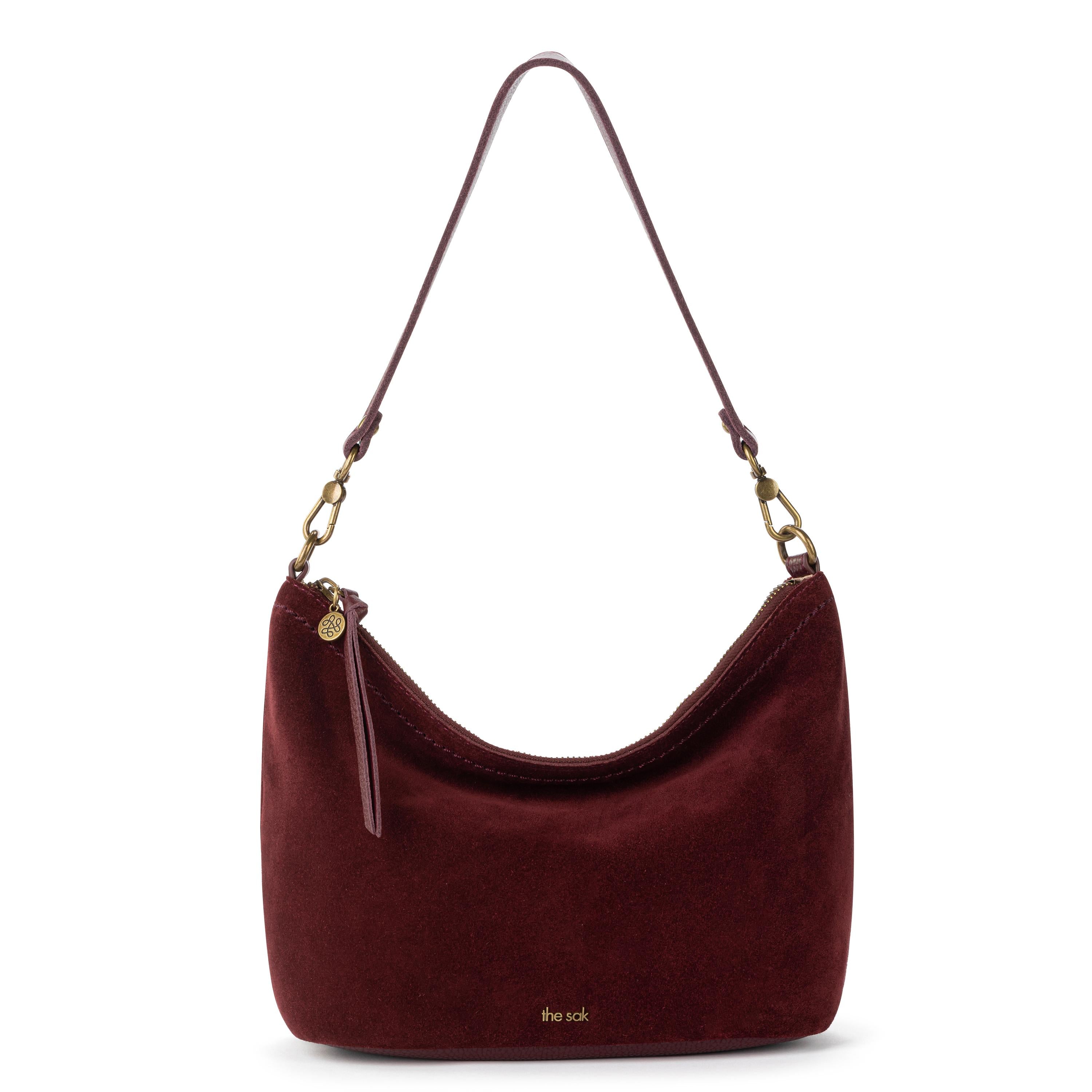The Sak Jasmine Small Hobo - Leather - Black Cherry Suede
