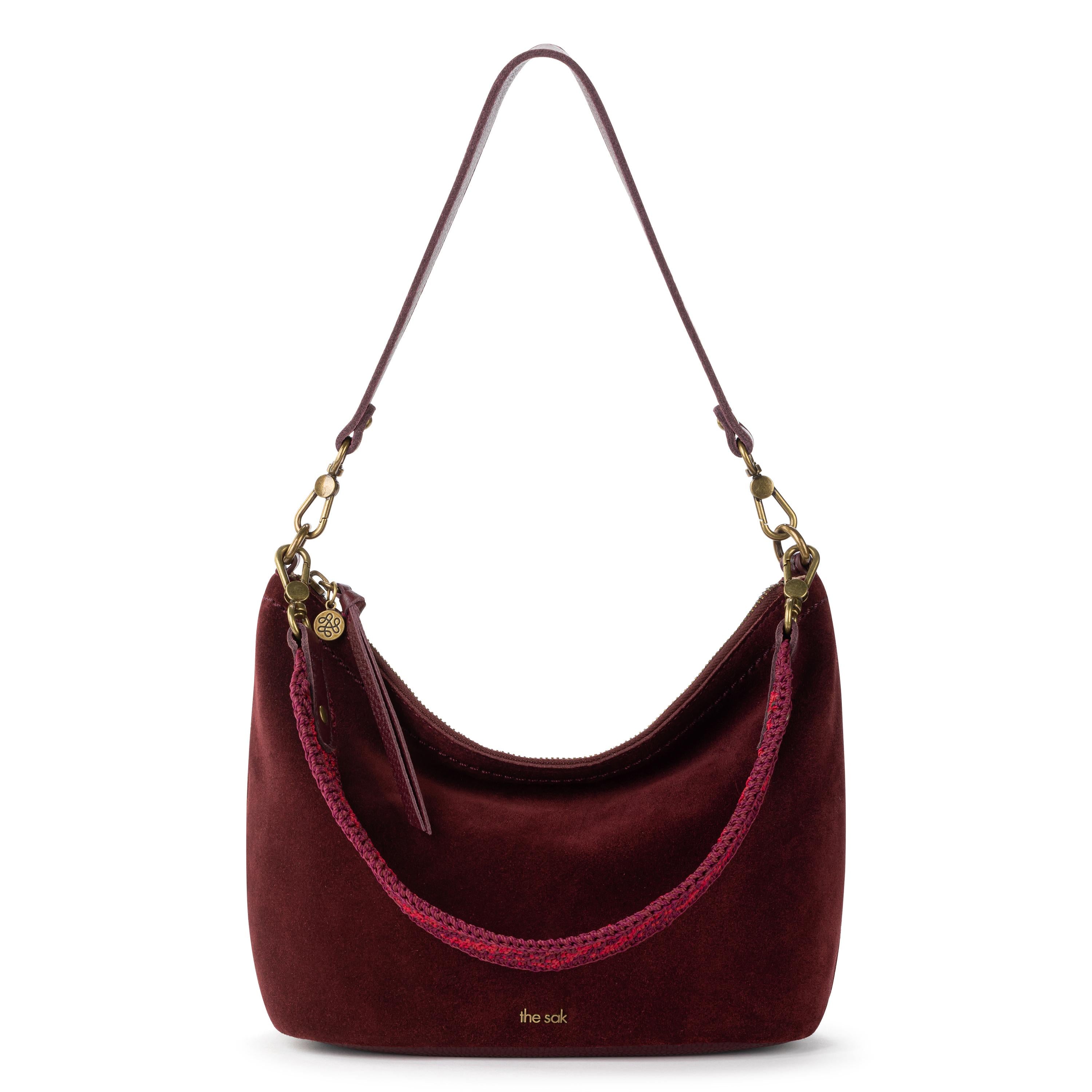 The Sak Jasmine Small Hobo - Leather - Black Cherry Suede