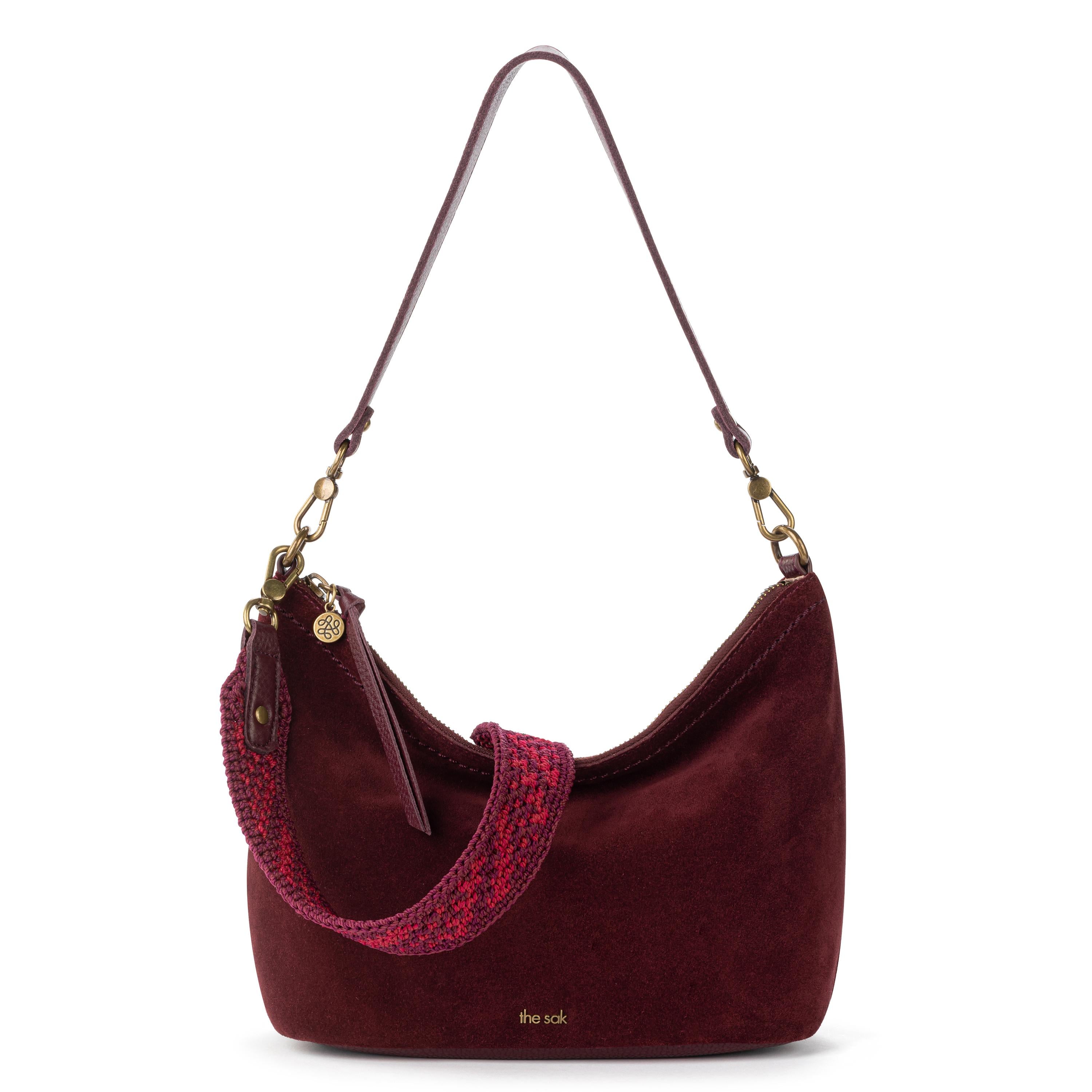 The Sak Jasmine Small Hobo - Leather - Black Cherry Suede