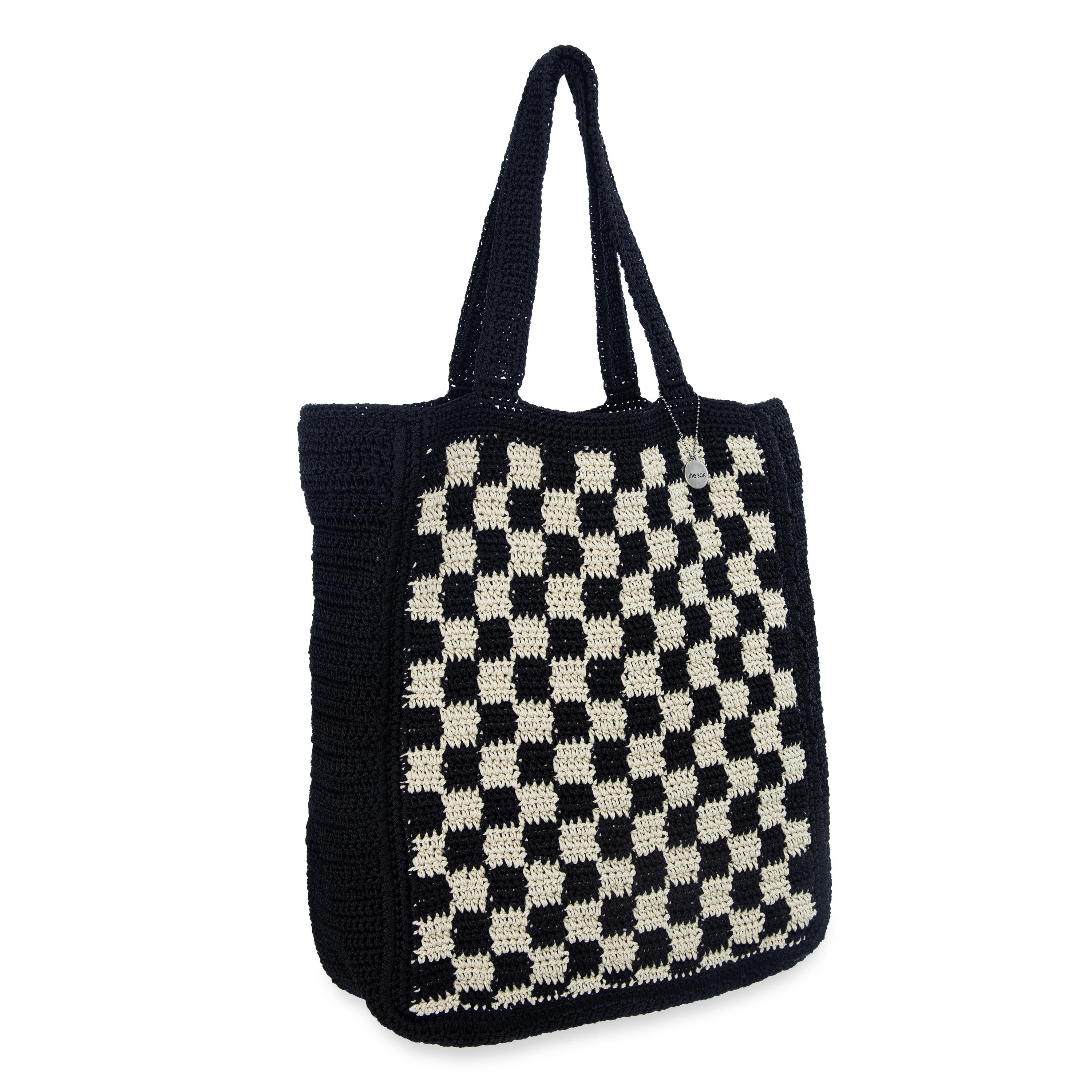 The Sak Lanie Market Tote - Hand Crochet - Black Check