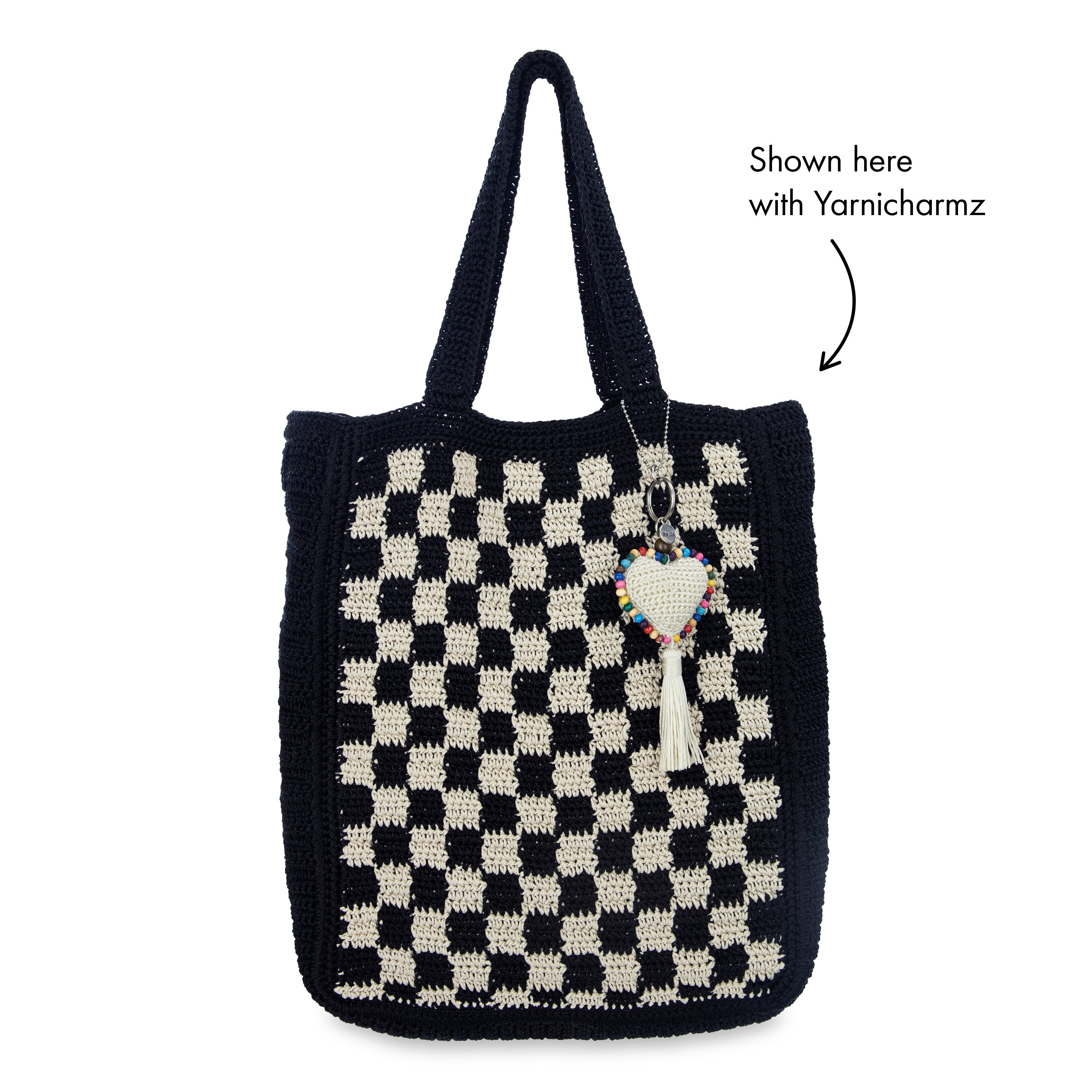 The Sak Lanie Market Tote - Hand Crochet - Black Check