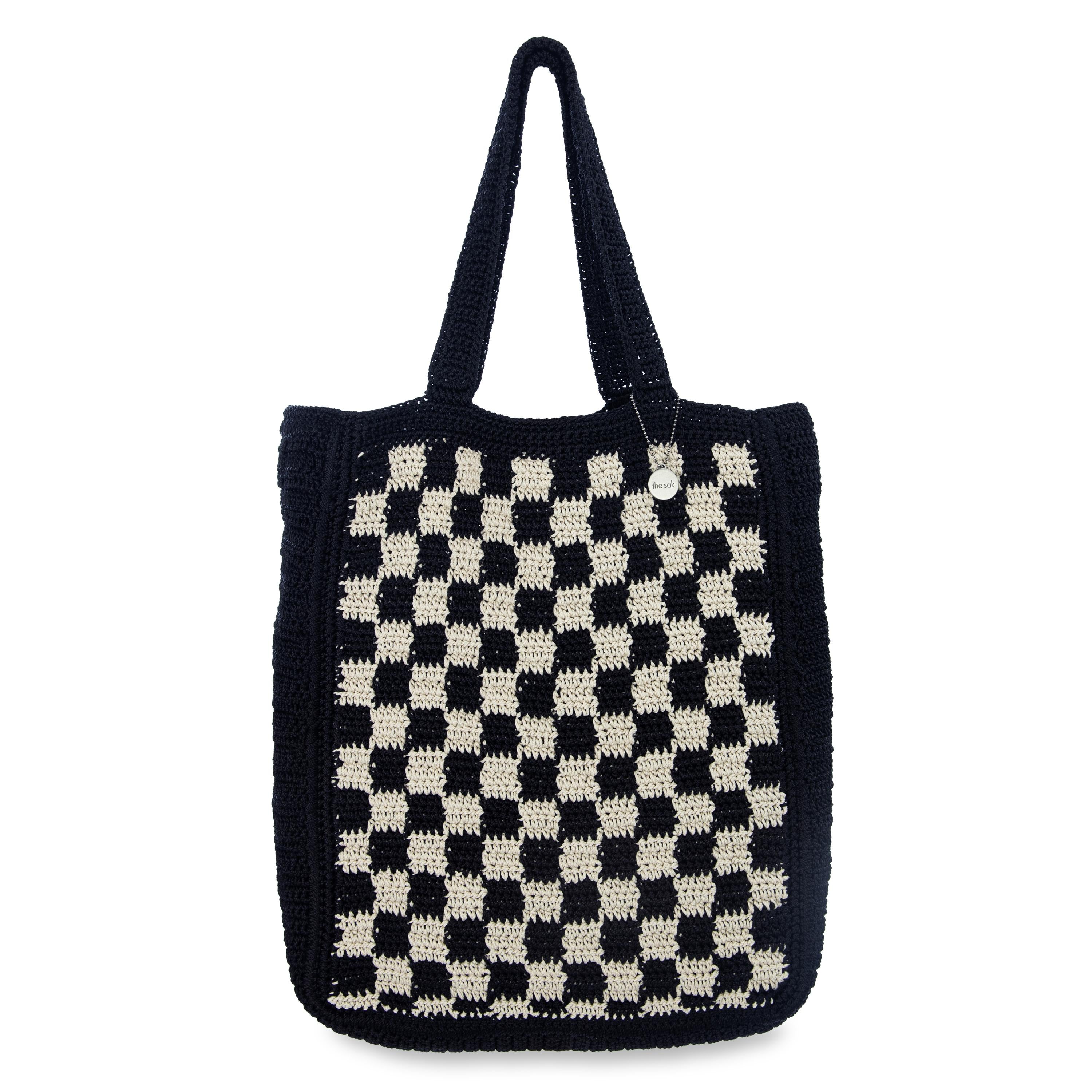 The Sak Lanie Market Tote - Hand Crochet - Black Check