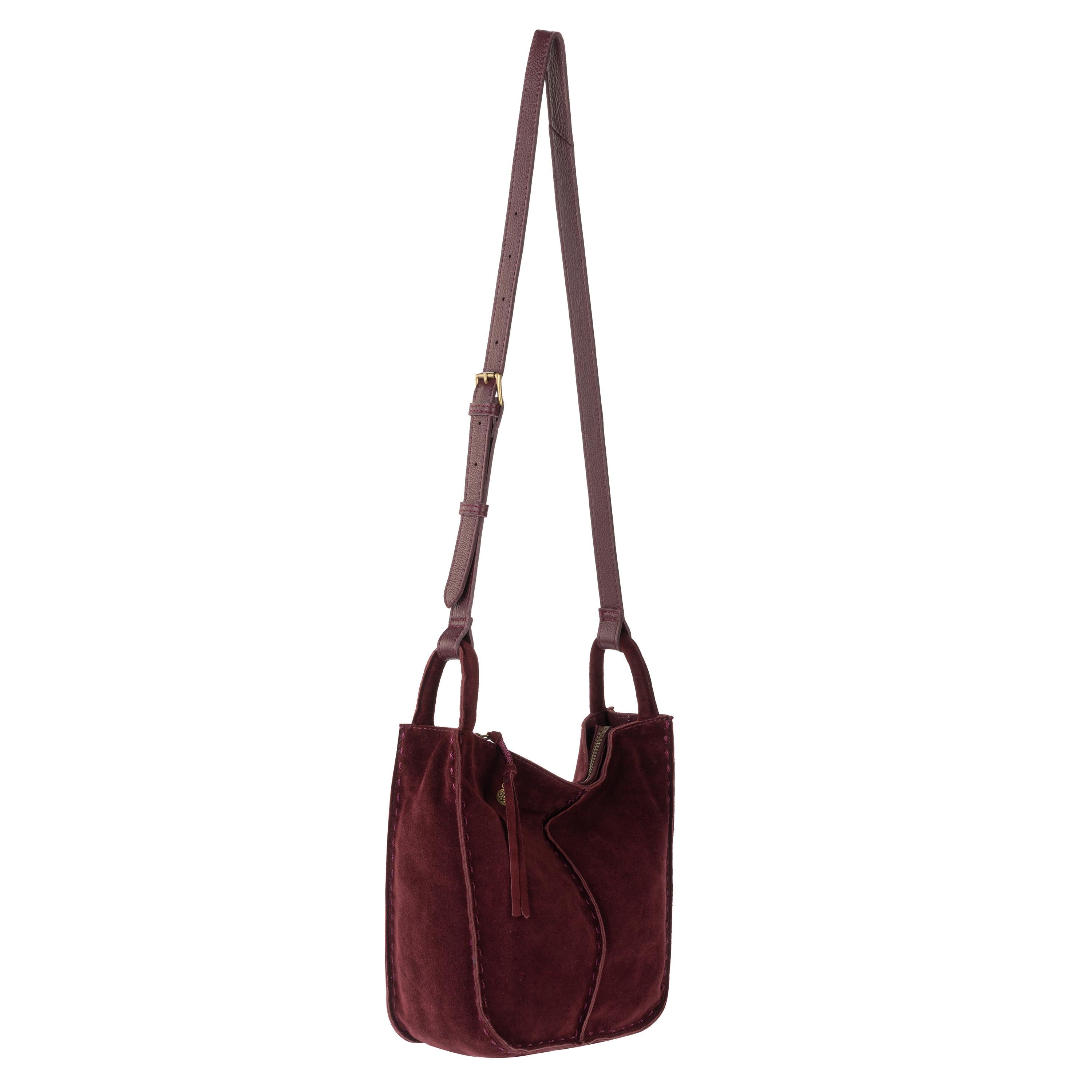 The Sak Los Feliz Crossbody - Leather - Black Cherry Suede