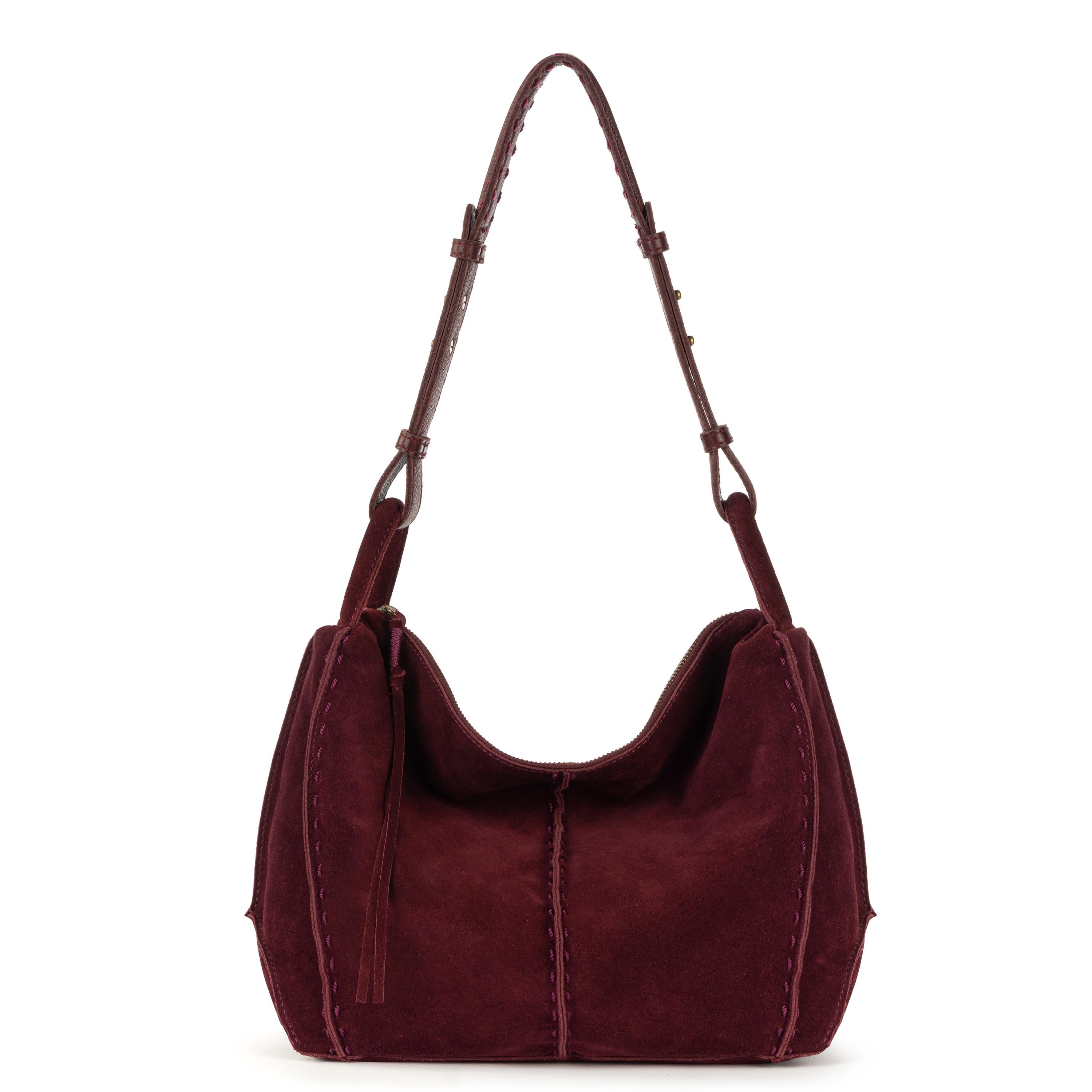 The Sak Los Feliz Hobo - Leather - Black Cherry Suede