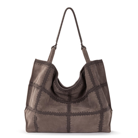 The Sak Los Feliz Large Tote - Leather - Mushroom Suede Patch