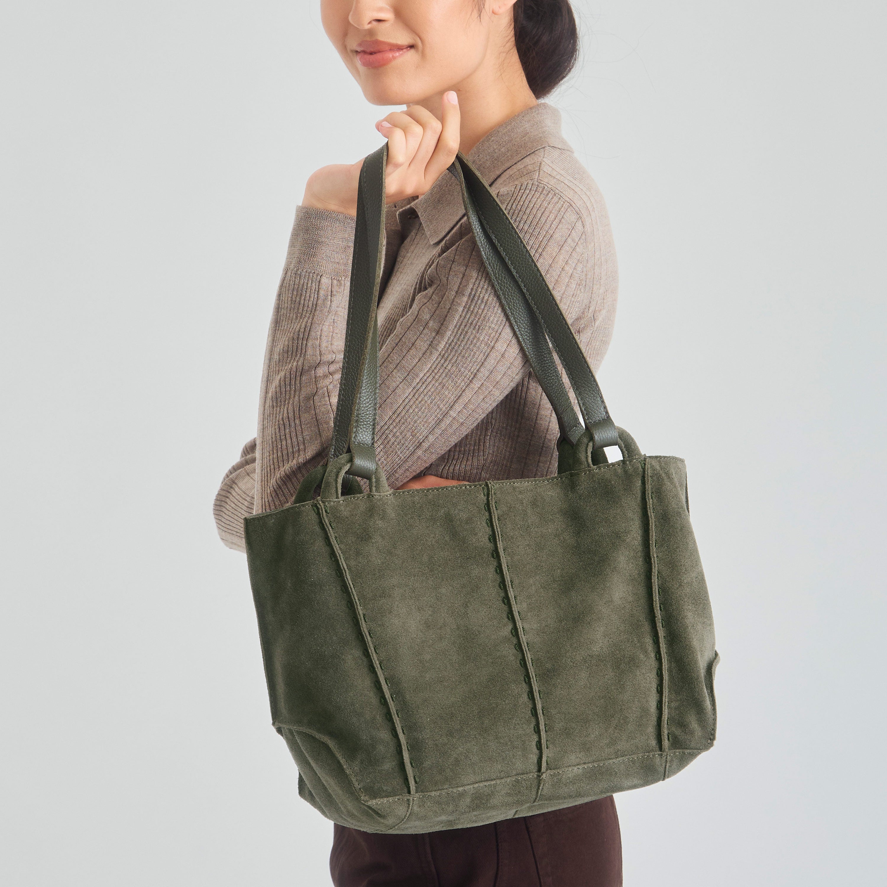 The Sak Los Feliz Satchel - Leather - Moss Suede
