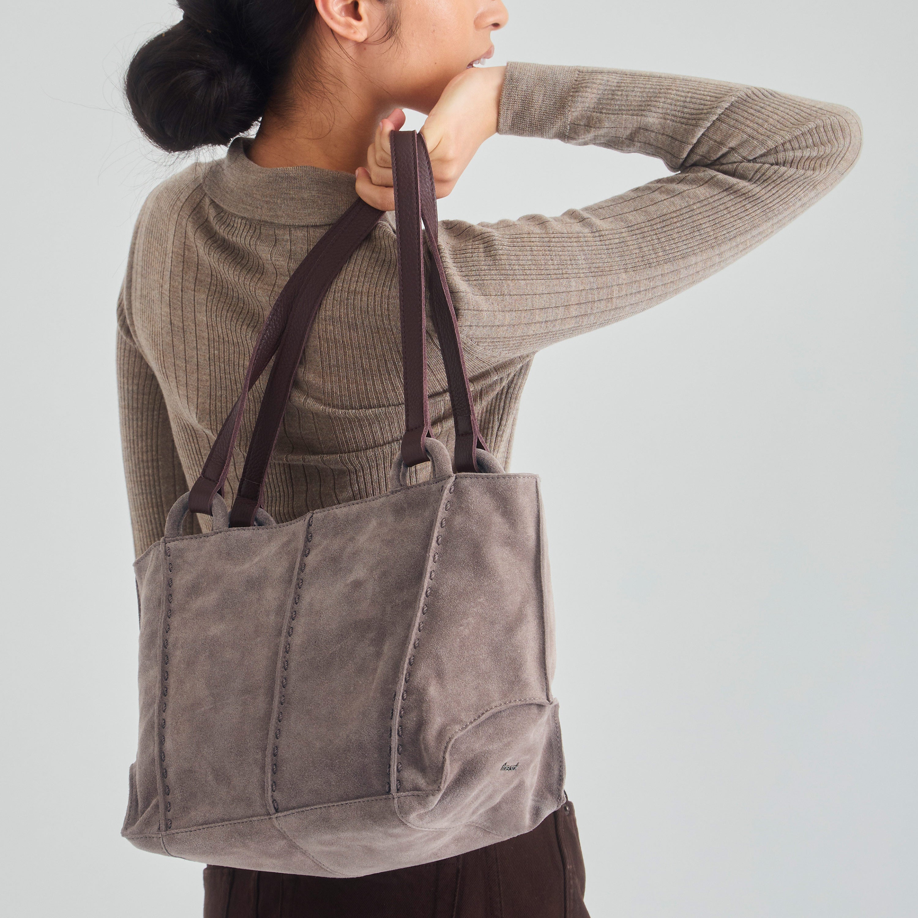 The Sak Los Feliz Satchel - Leather - Mushroom Suede