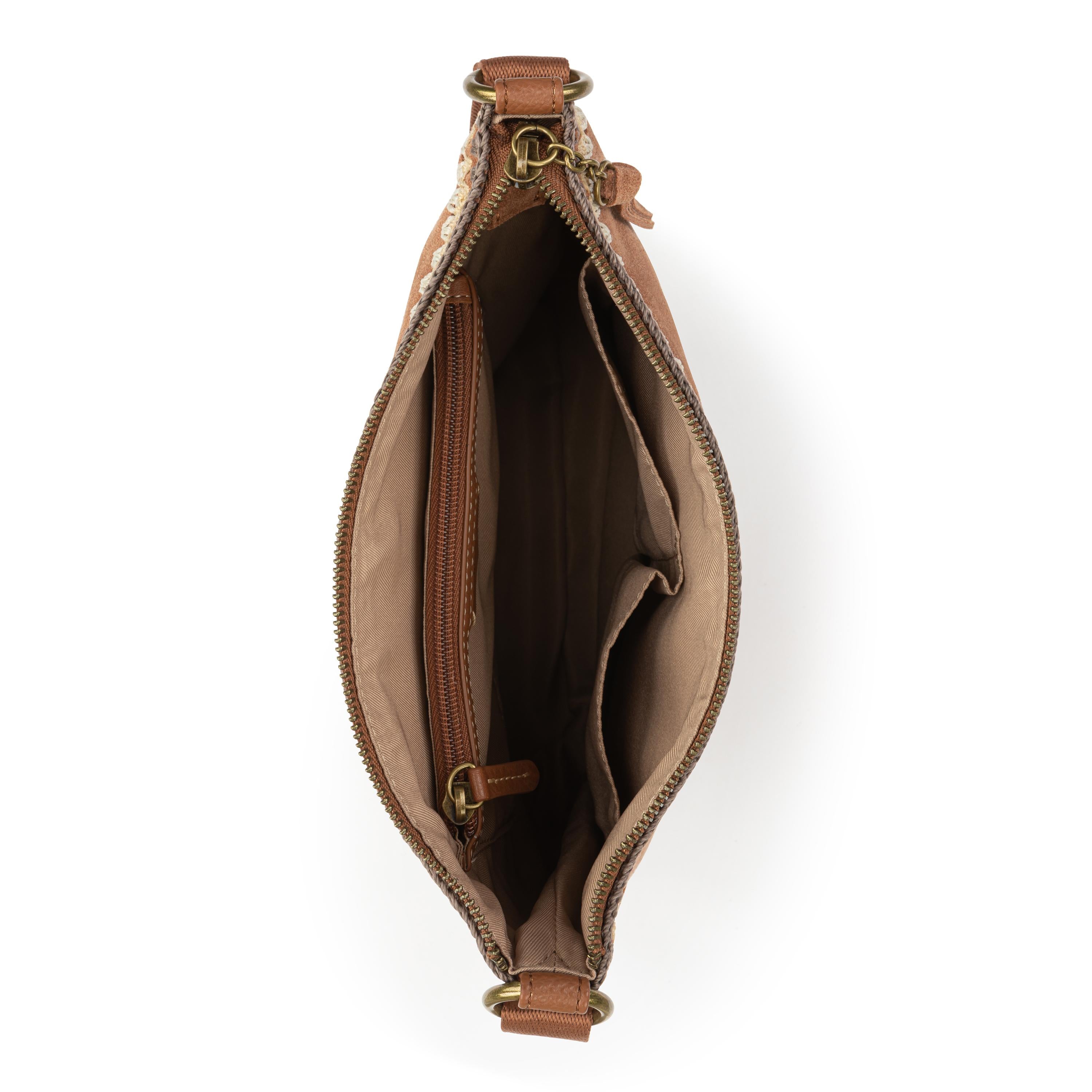 The Sak Lucia Crossbody - Leather - Tobacco Suede Blanket Stitch