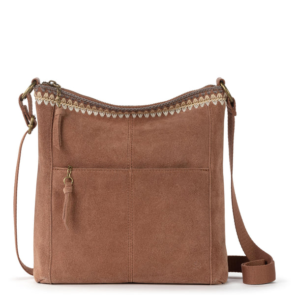 Lucia Crossbody - Leather - Tobacco Suede Blanket Stitch – The Sak