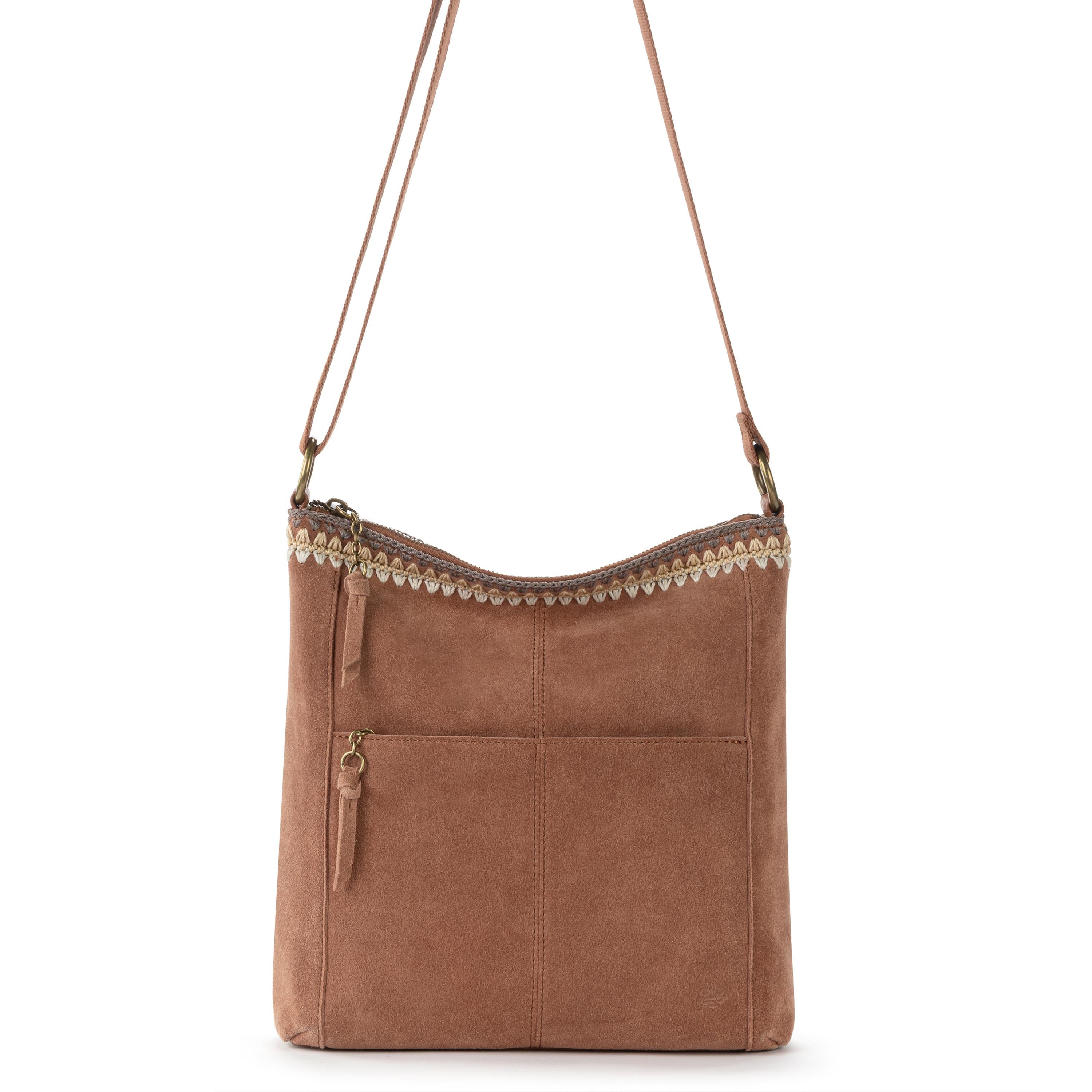The Sak Lucia Crossbody - Leather - Tobacco Suede Blanket Stitch