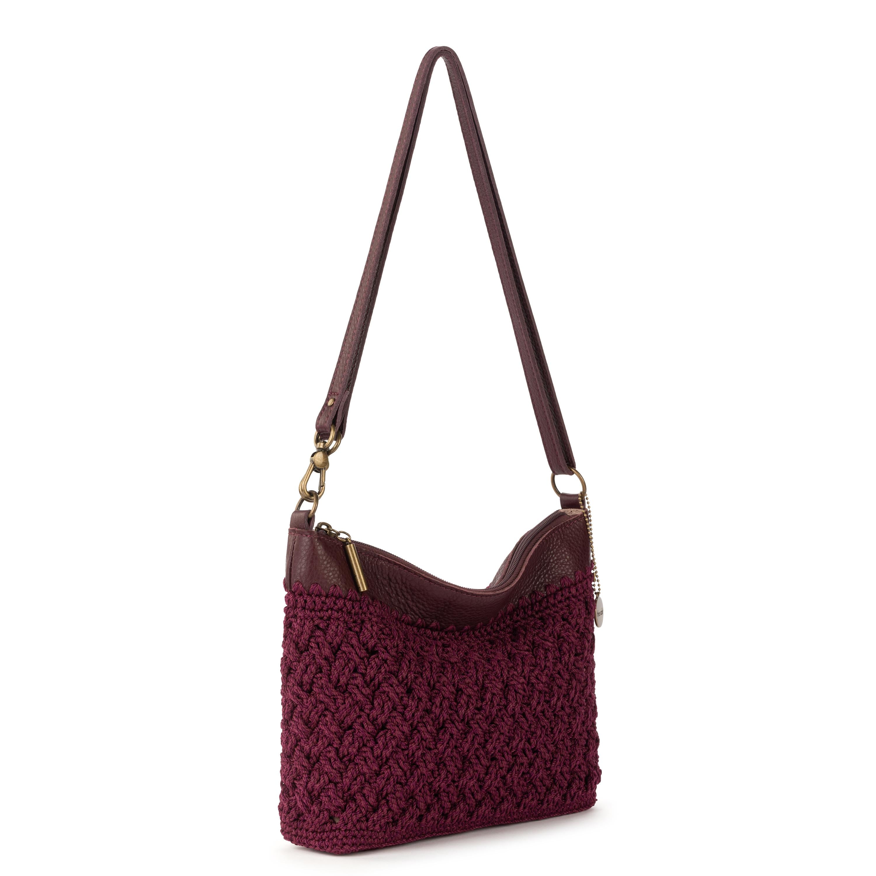 The Sak Lumi Crossbody - Hand Crochet - Black Cherry Cozy Weave