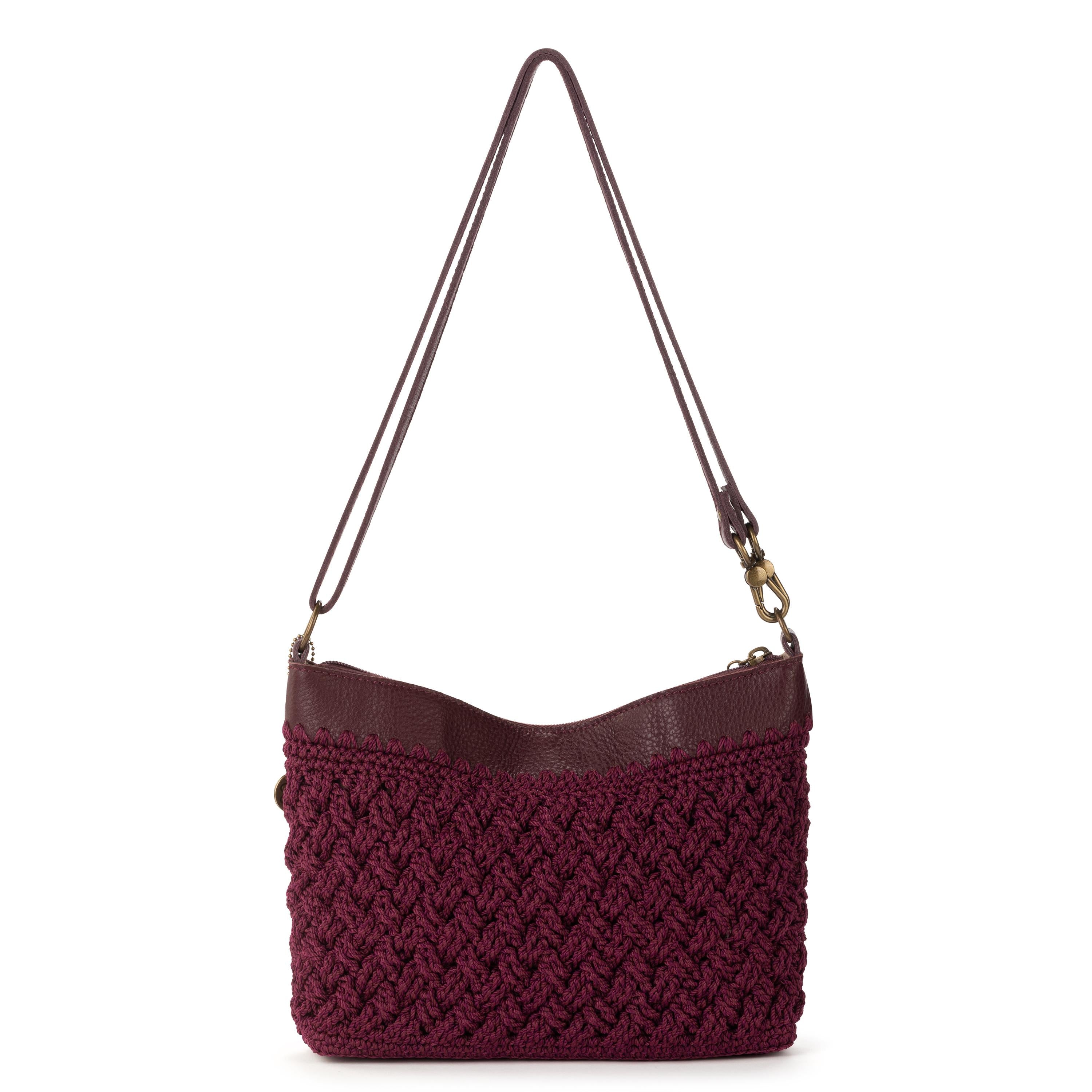 The Sak Lumi Crossbody - Hand Crochet - Black Cherry Cozy Weave