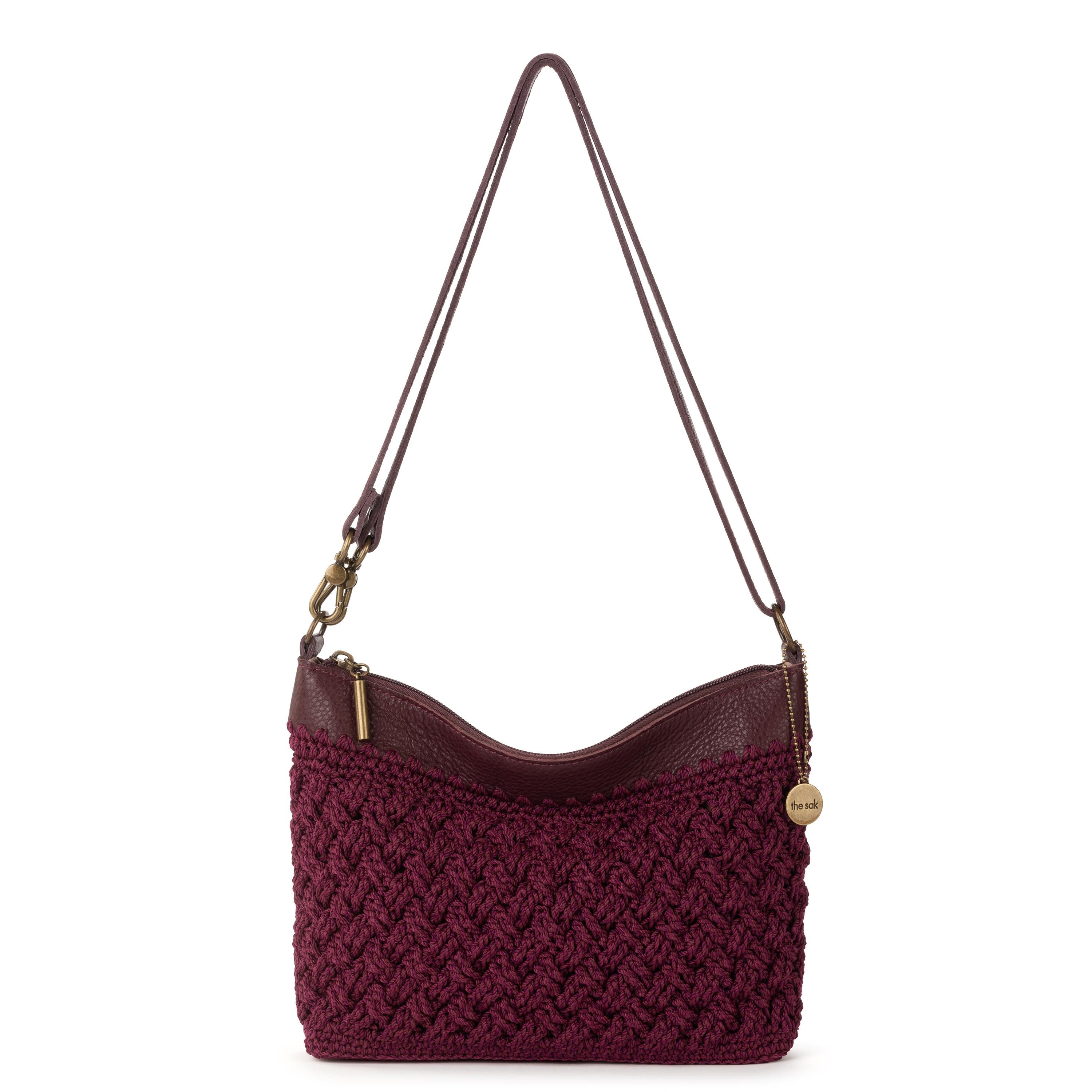 The Sak Lumi Crossbody - Hand Crochet - Black Cherry Cozy Weave