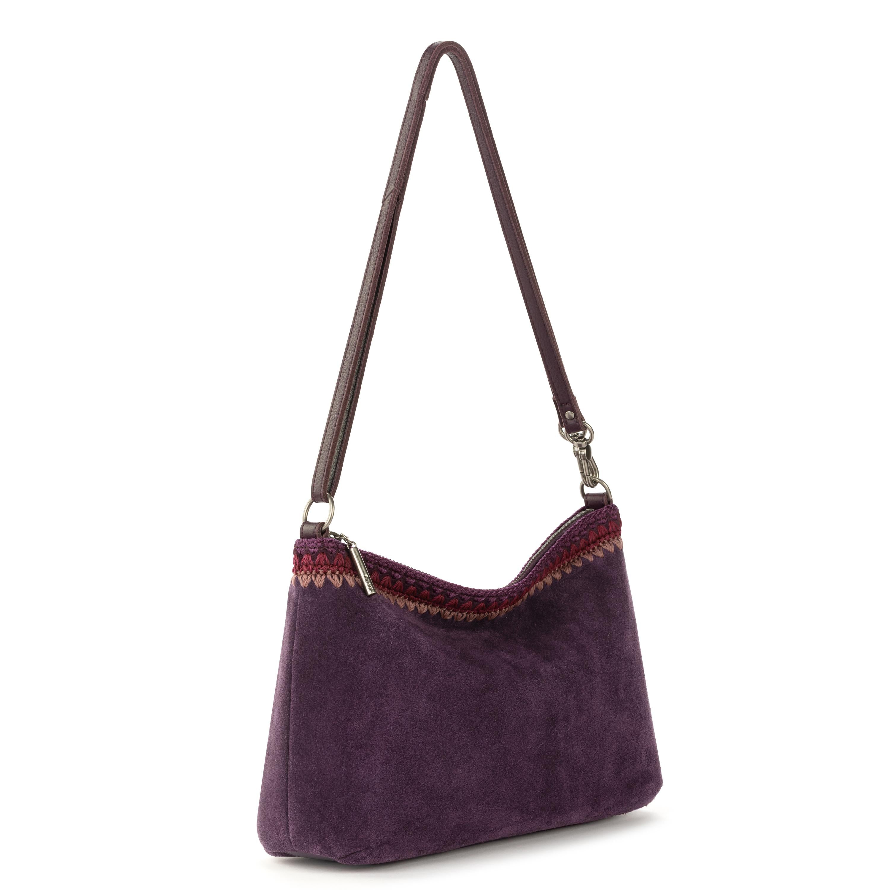 The Sak Lumi Crossbody - Leather - Aubergine Suede Blanket Stitch