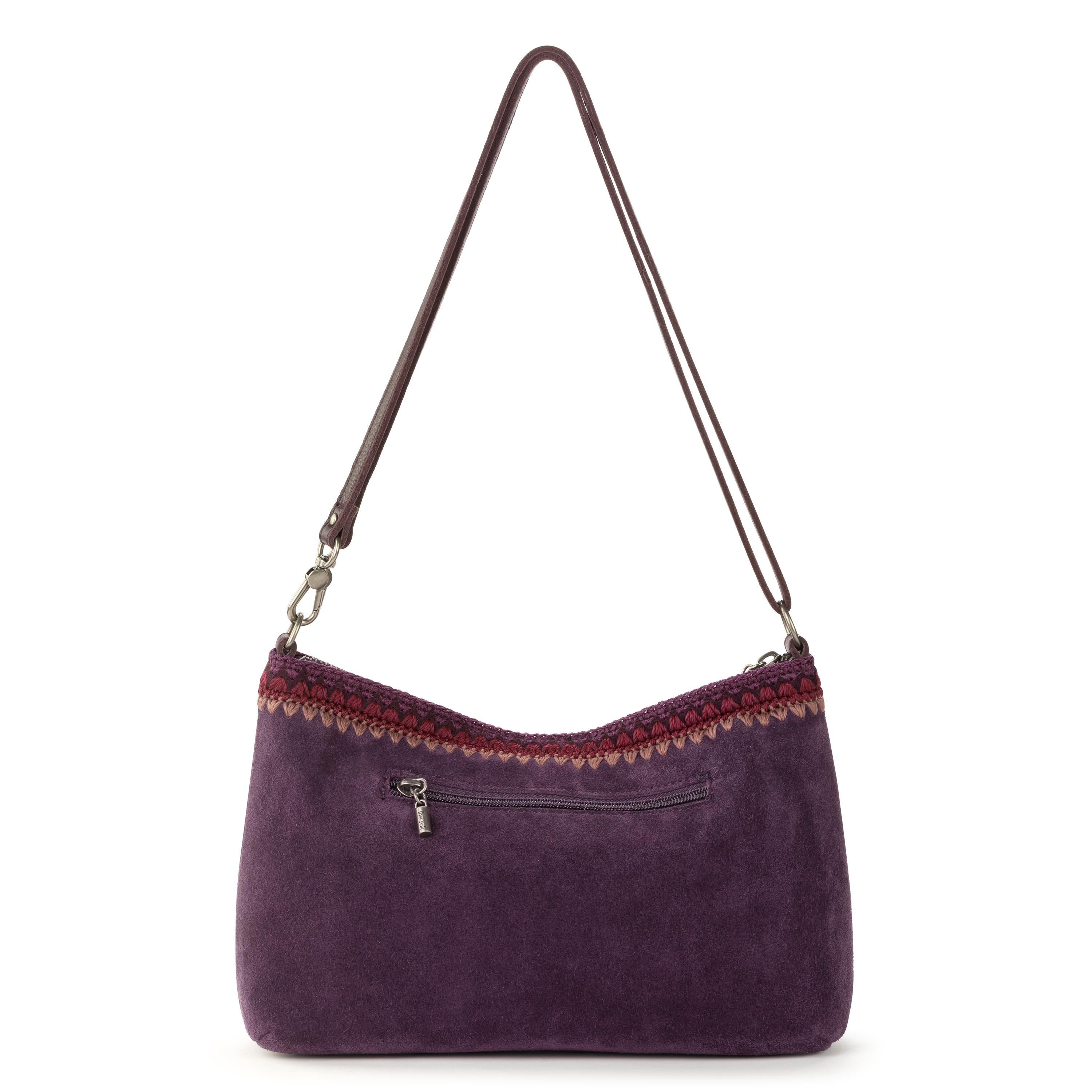 The Sak Lumi Crossbody - Leather - Aubergine Suede Blanket Stitch