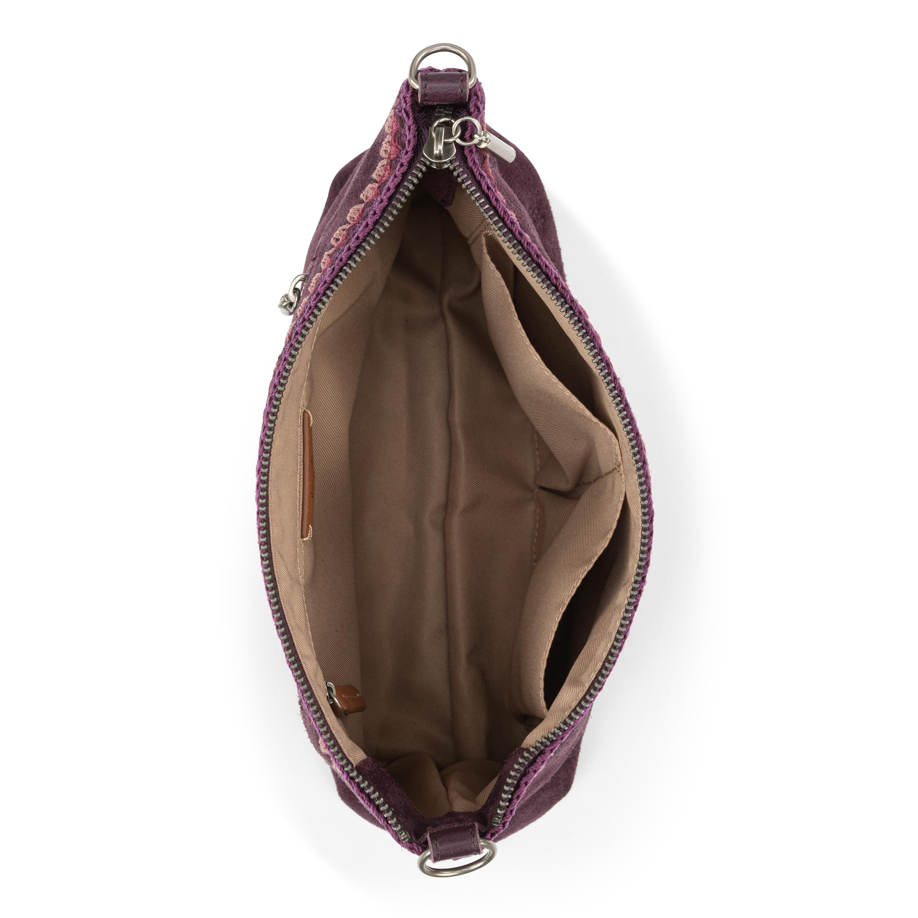 The Sak Lumi Crossbody - Leather - Aubergine Suede Blanket Stitch