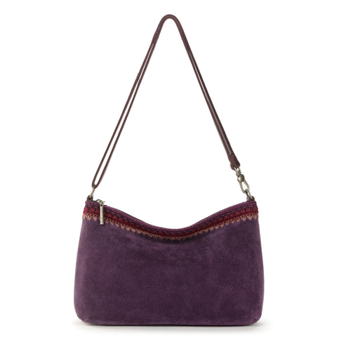 The Sak Lumi Crossbody - Leather - Aubergine Suede Blanket Stitch