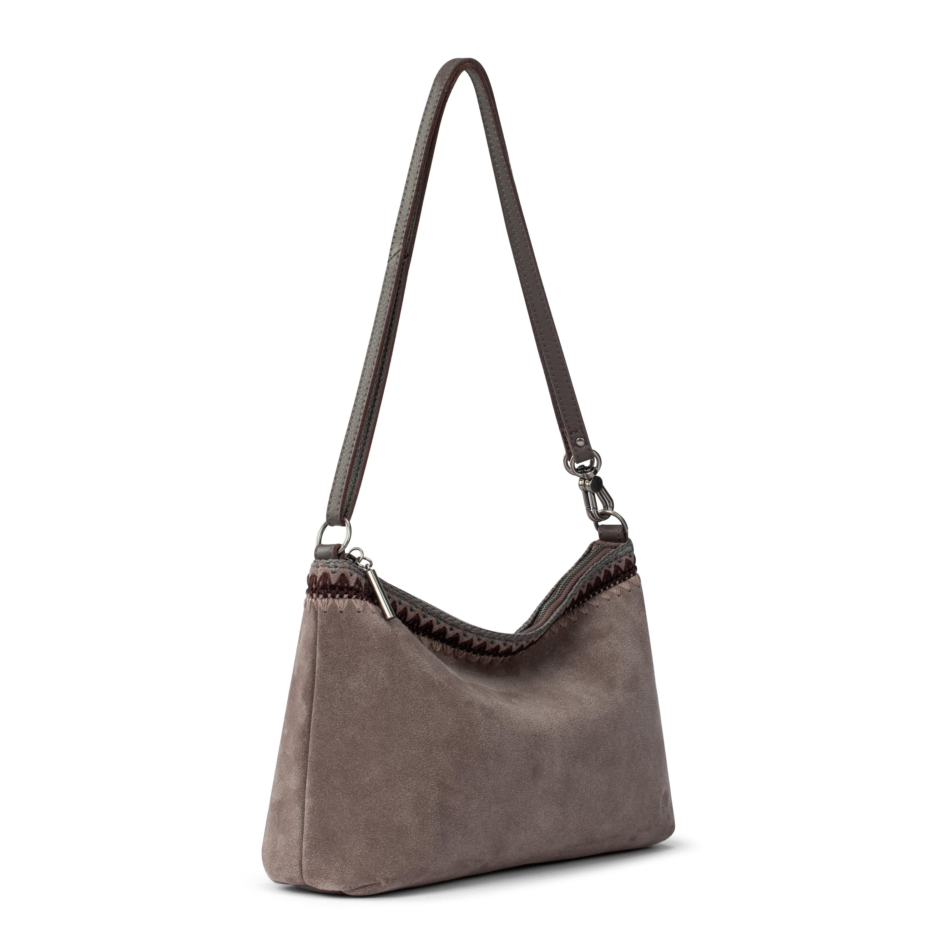 The Sak Lumi Crossbody - Leather - Mushroom Suede Blanket Stitch