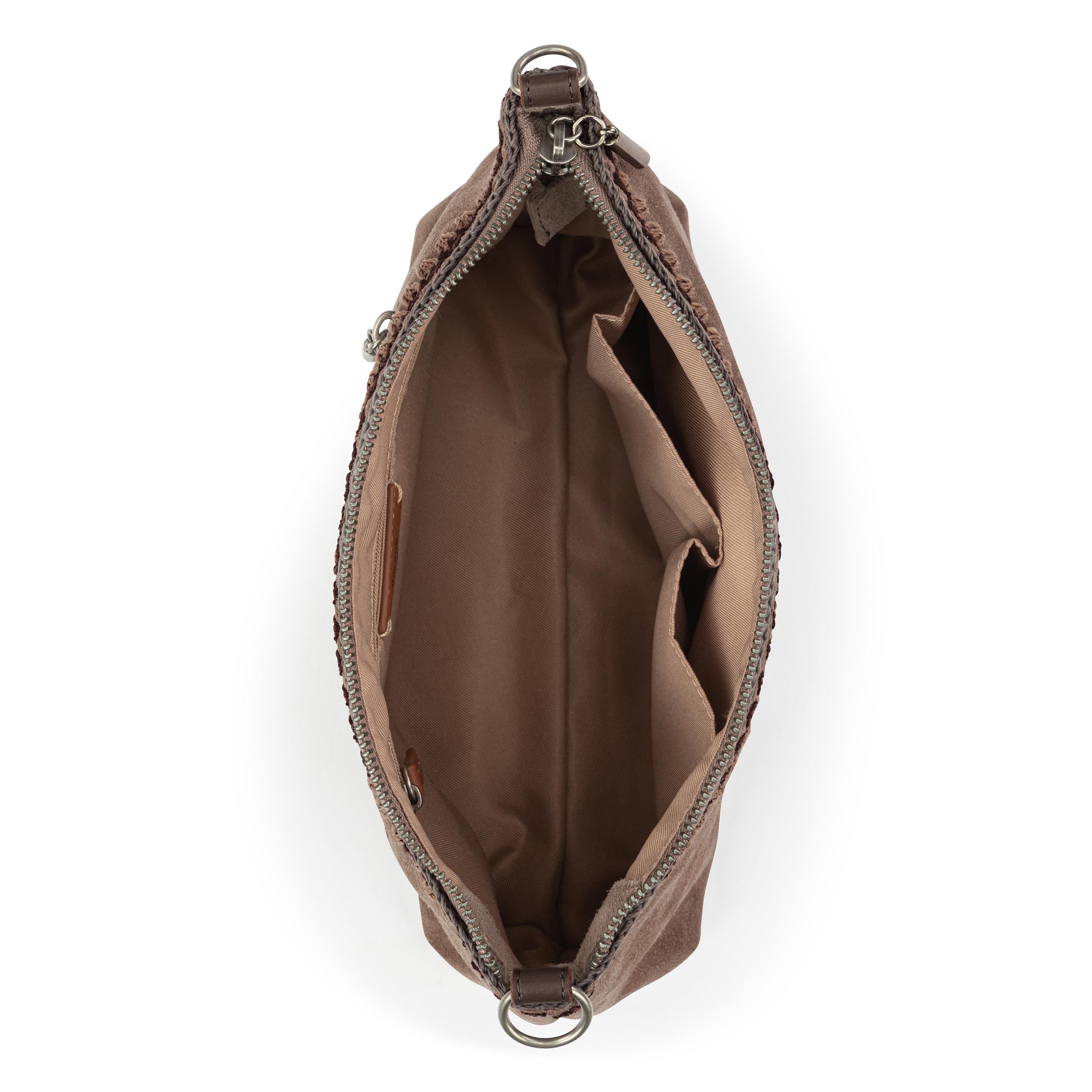 The Sak Lumi Crossbody - Leather - Mushroom Suede Blanket Stitch