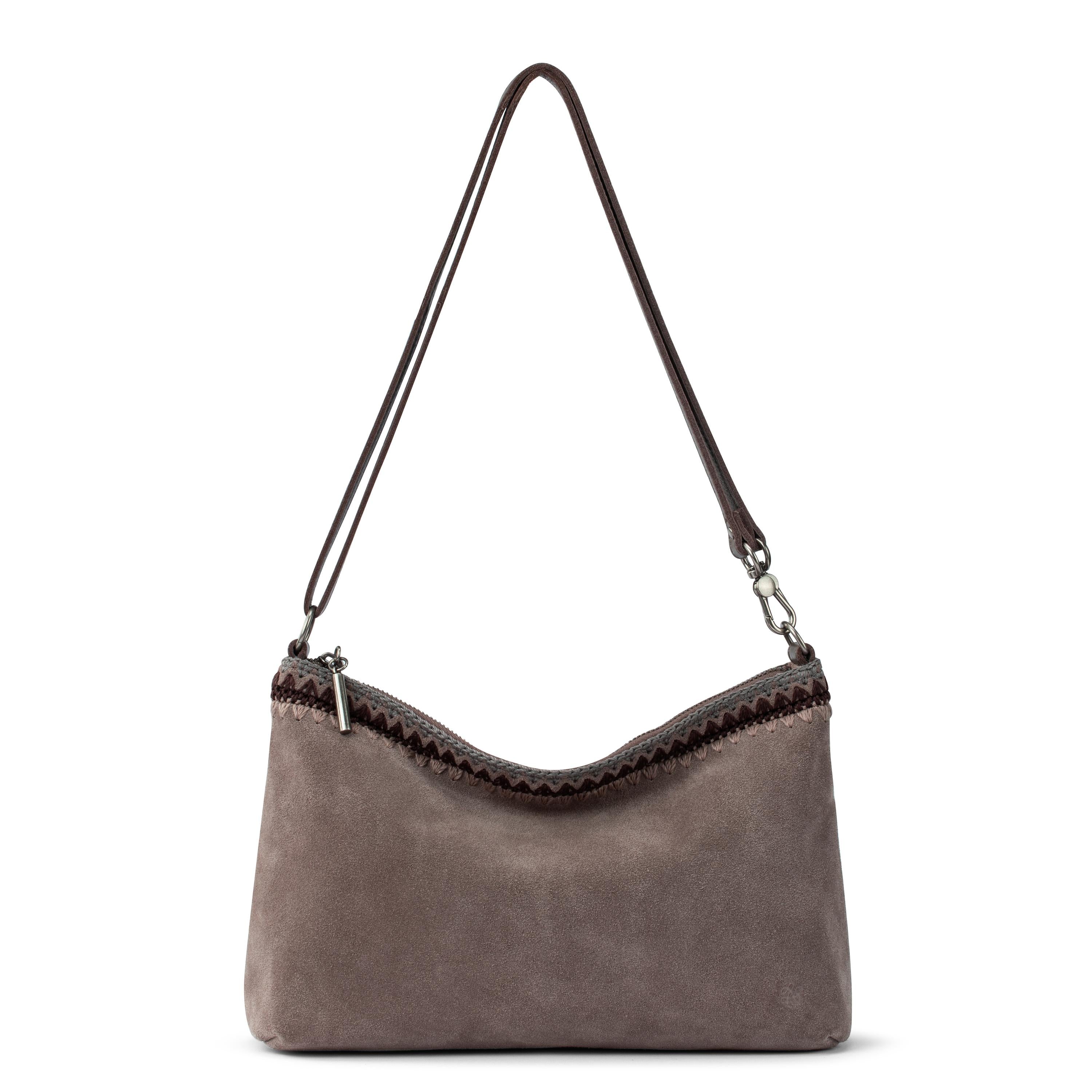 The Sak Lumi Crossbody - Leather - Mushroom Suede Blanket Stitch