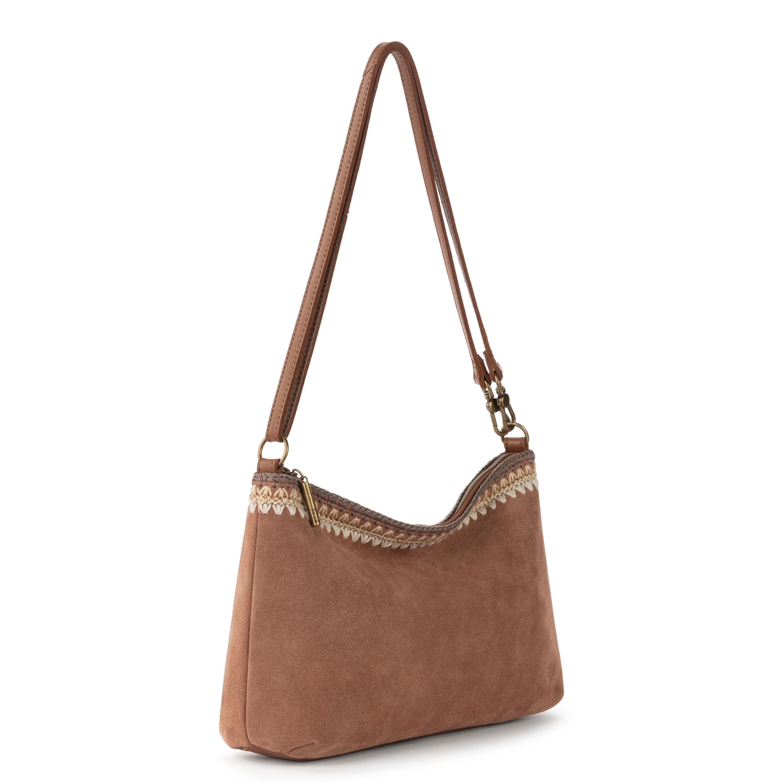 The Sak Lumi Crossbody - Leather - Tobacco Suede Blanket Stitch