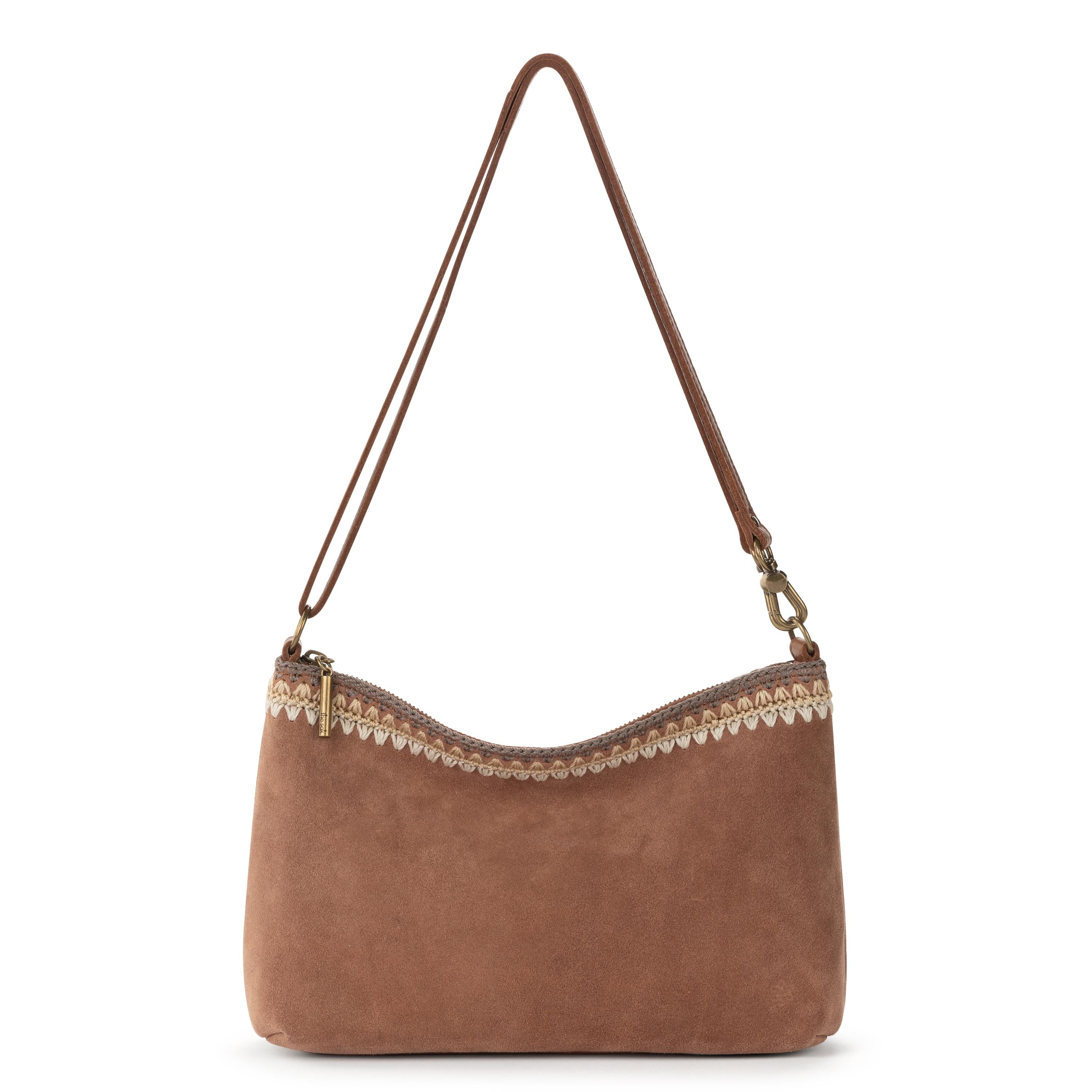 The Sak Lumi Crossbody - Leather - Tobacco Suede Blanket Stitch