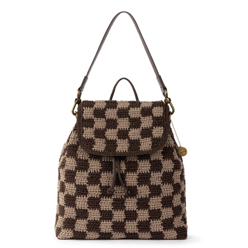 The Sak woven drawstring backpack bag tan THE SAK Crochet Drawstring Purse Backpack Tan/Khaki Boho  main image 2