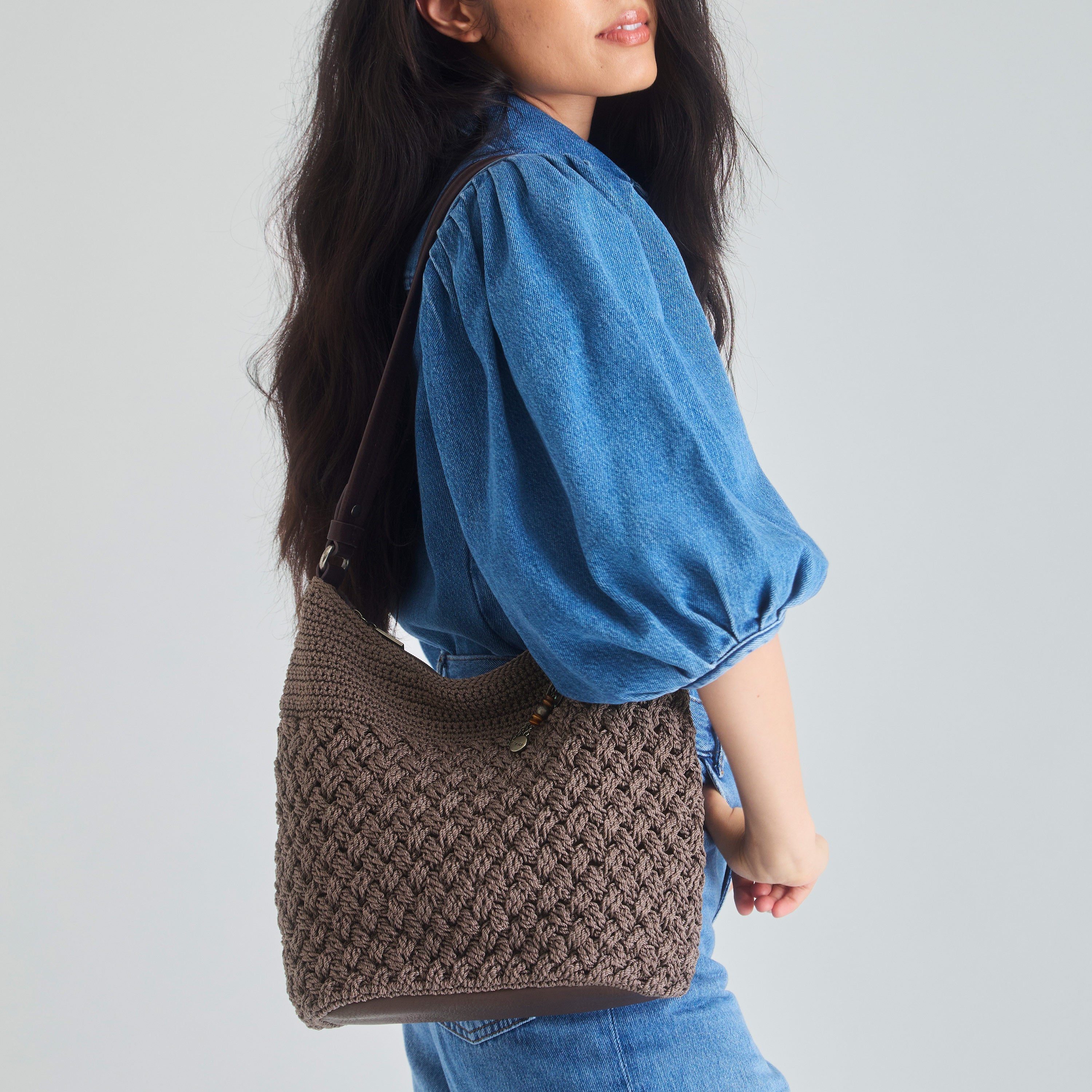 The Sak Sequoia Hobo - Hand Crochet - Mushroom Cozy Weave