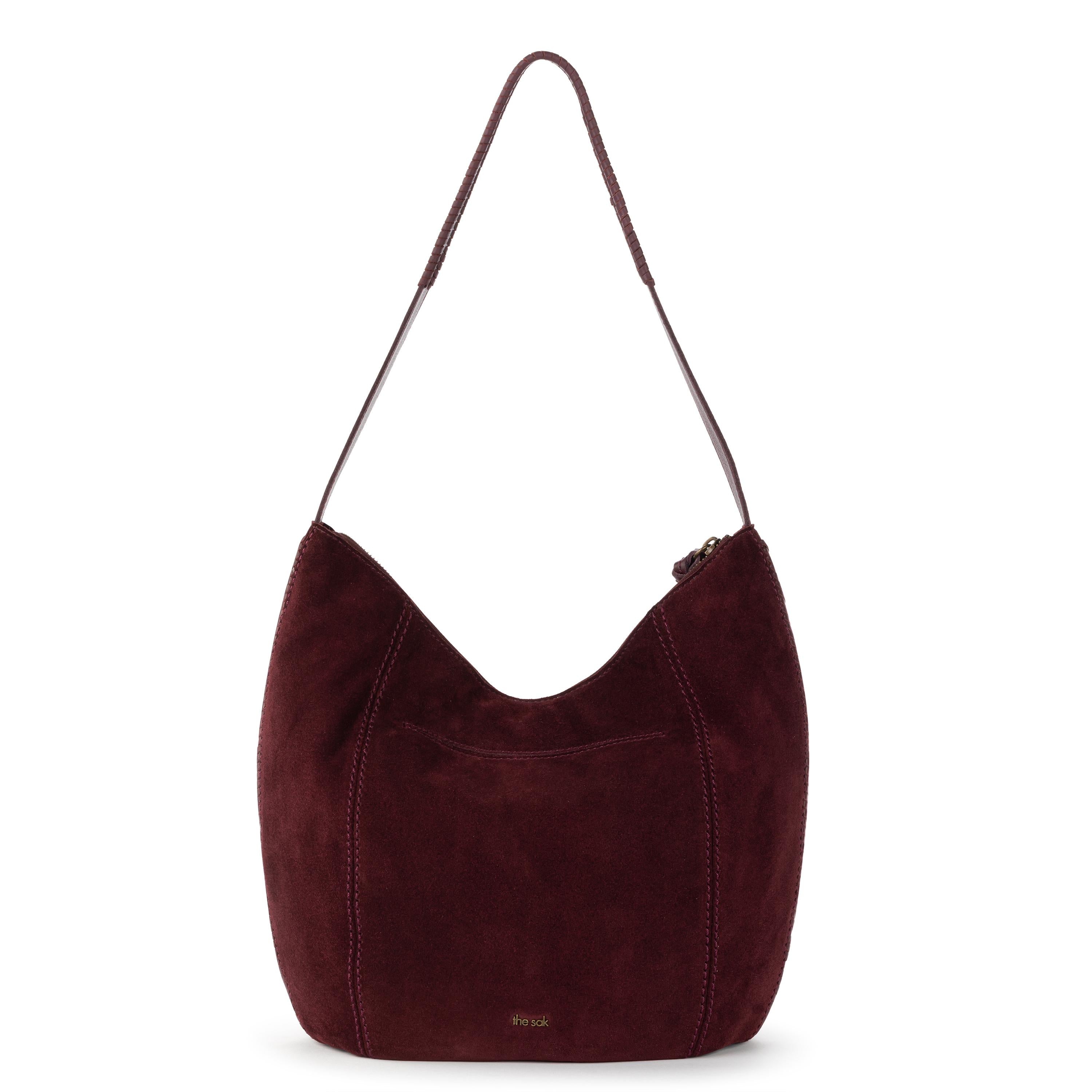 The Sak Sequoia Hobo - Leather - Black Cherry Suede Terra Stitch