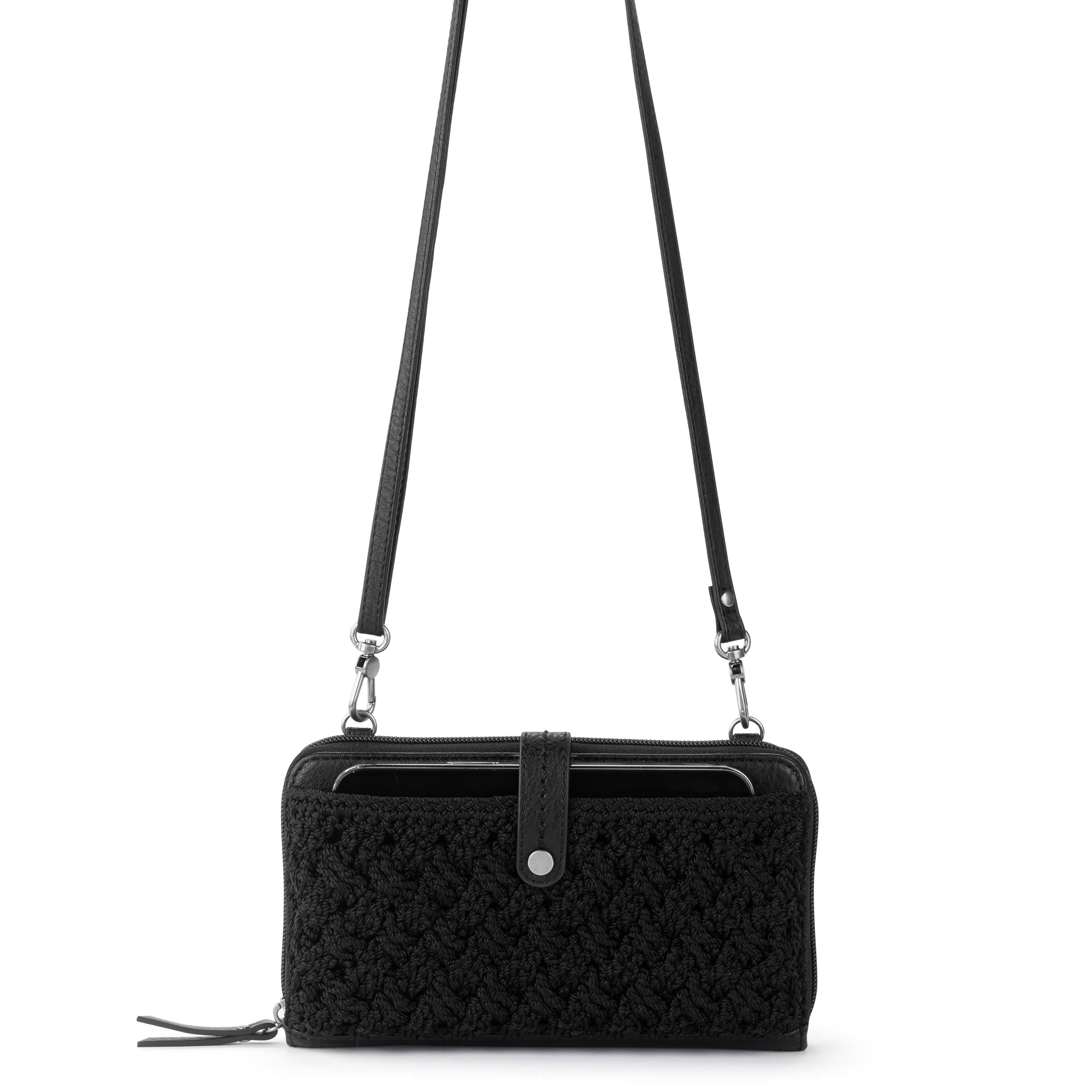 The Sak Iris Smartphone Wallet - Hand Crochet - Black Cozy Weave